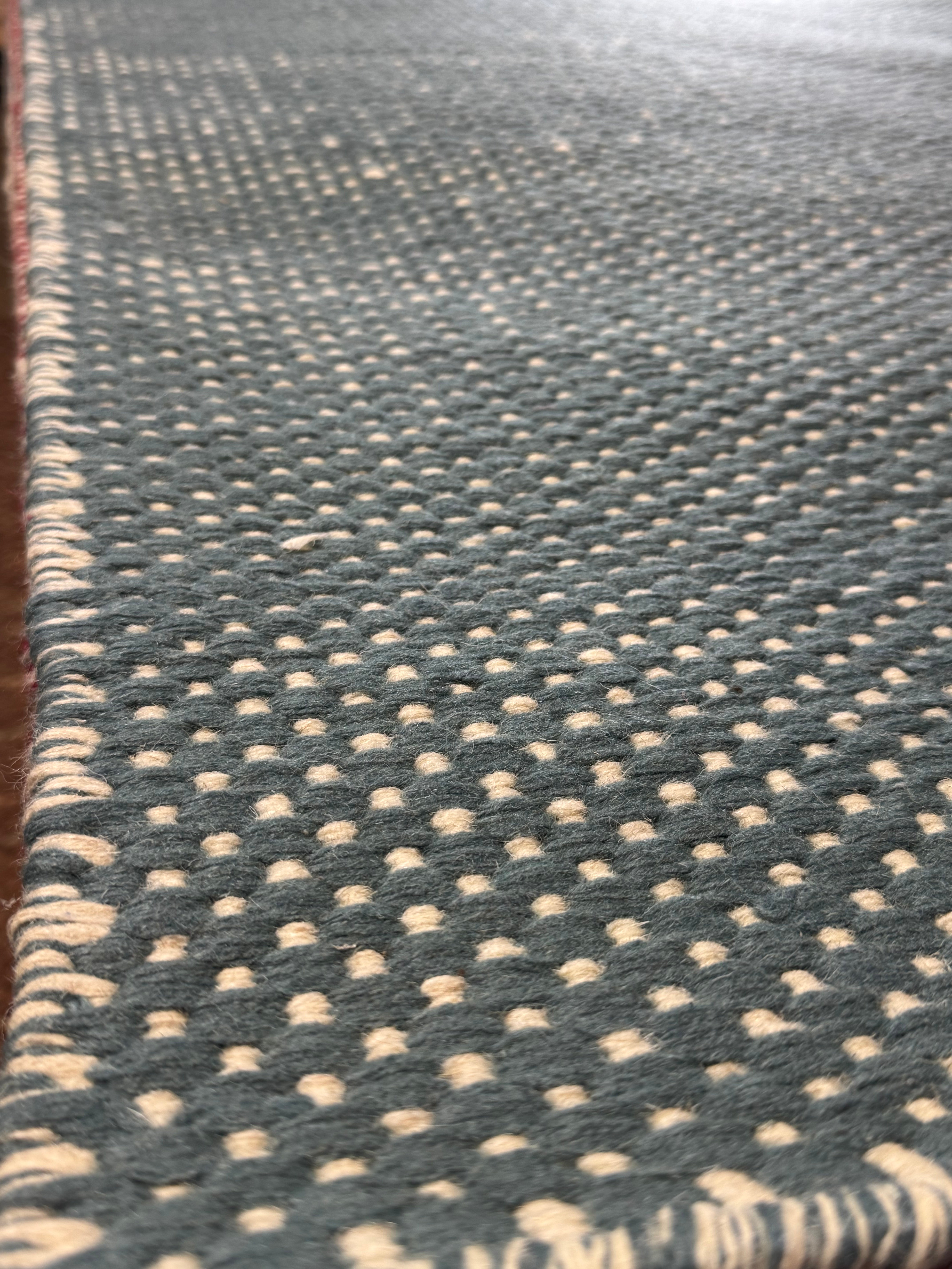 Drew 5x7.3 Handwoven Durrie Light Blue and Ivory