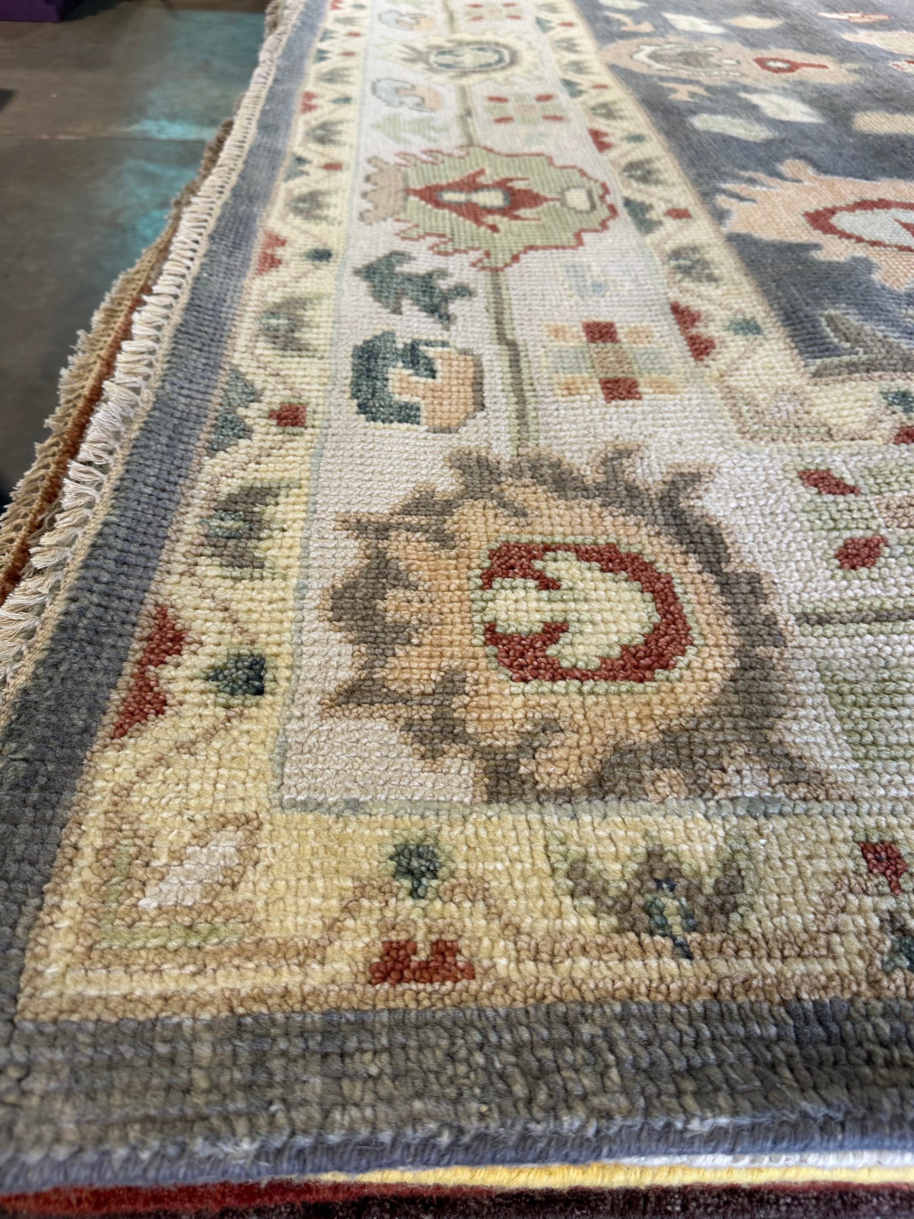 Caroline James 9x11.9 Multi Color Hand-Knotted Oushak Rug