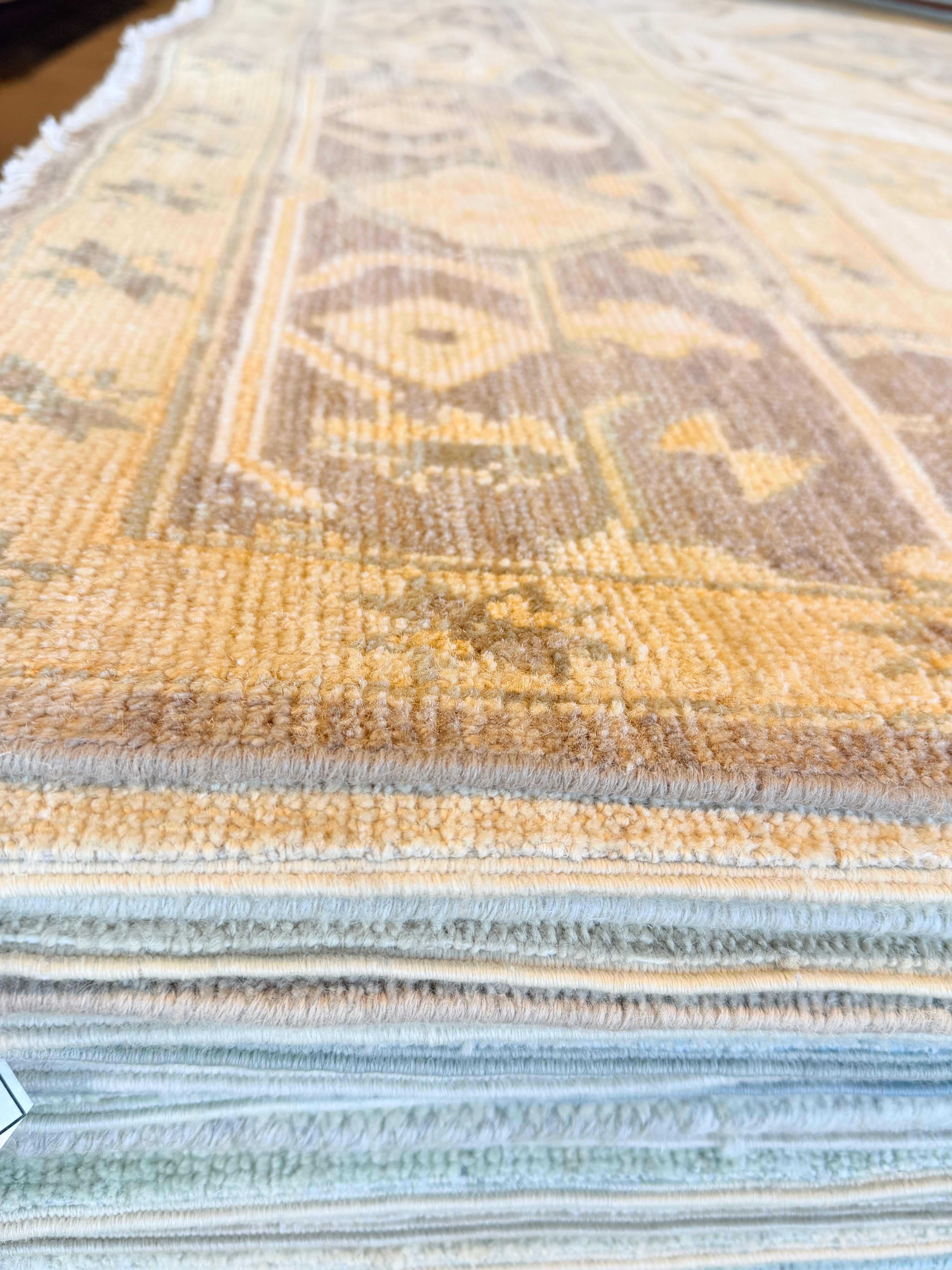 Carla Radke 8.6x12.2 Purple and Yellow Whitewashed Hand-Knotted Oushak