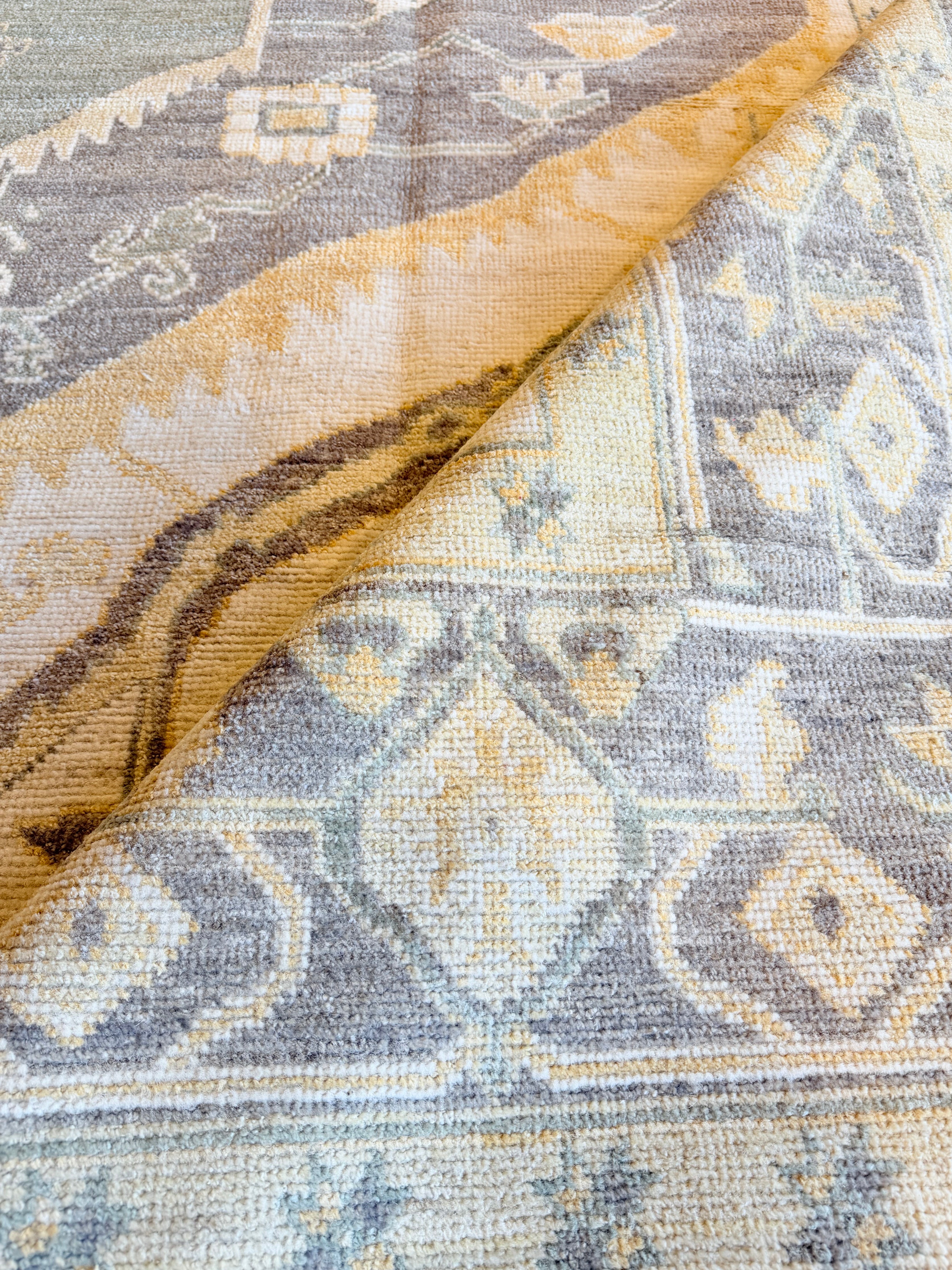 Carla Radke 8.6x12.2 Purple and Yellow Whitewashed Hand-Knotted Oushak