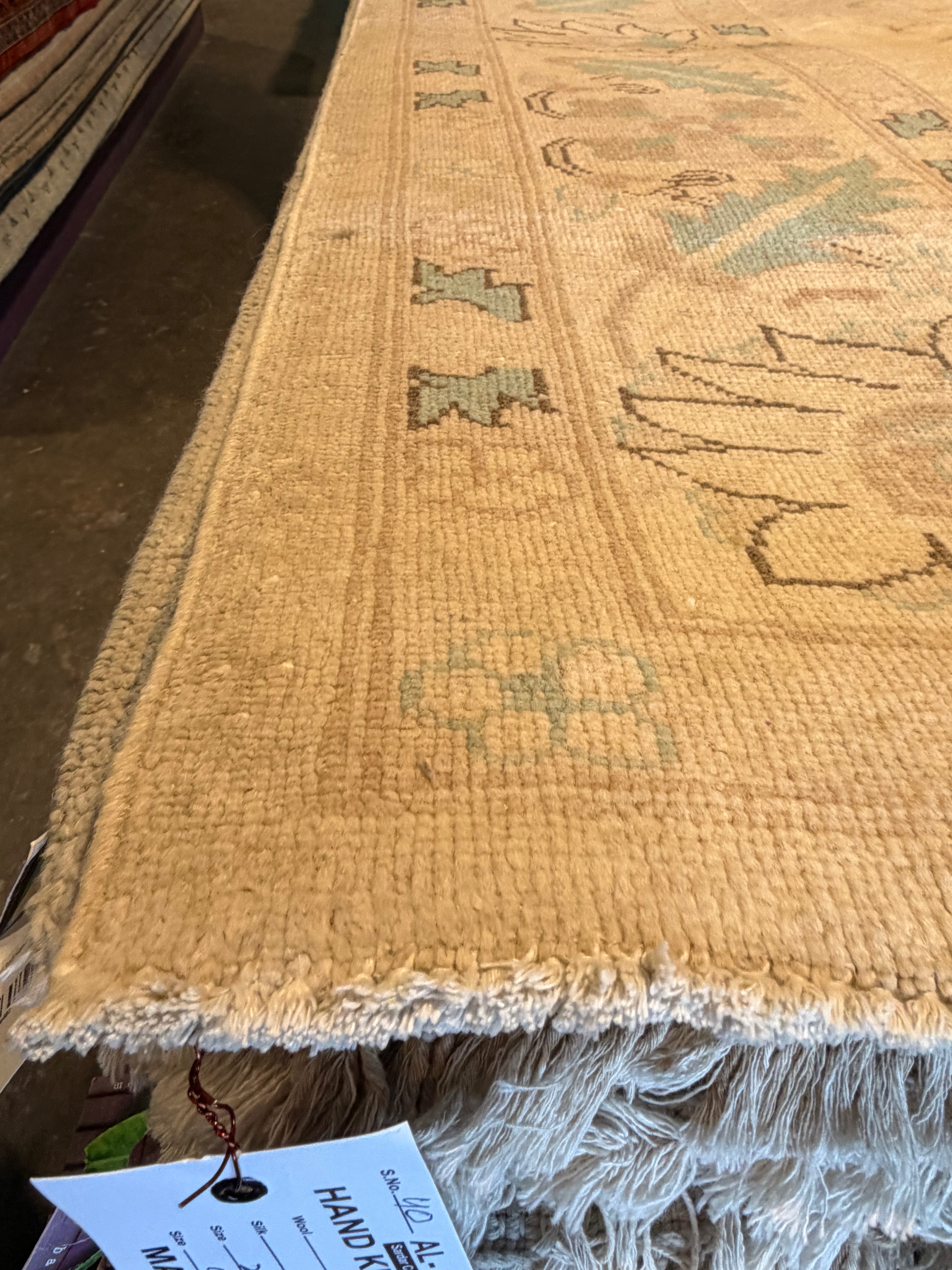 Stephanie McGee 7.2x9.8 Beige and Blue Whitewashed Hand-Knotted Oushak