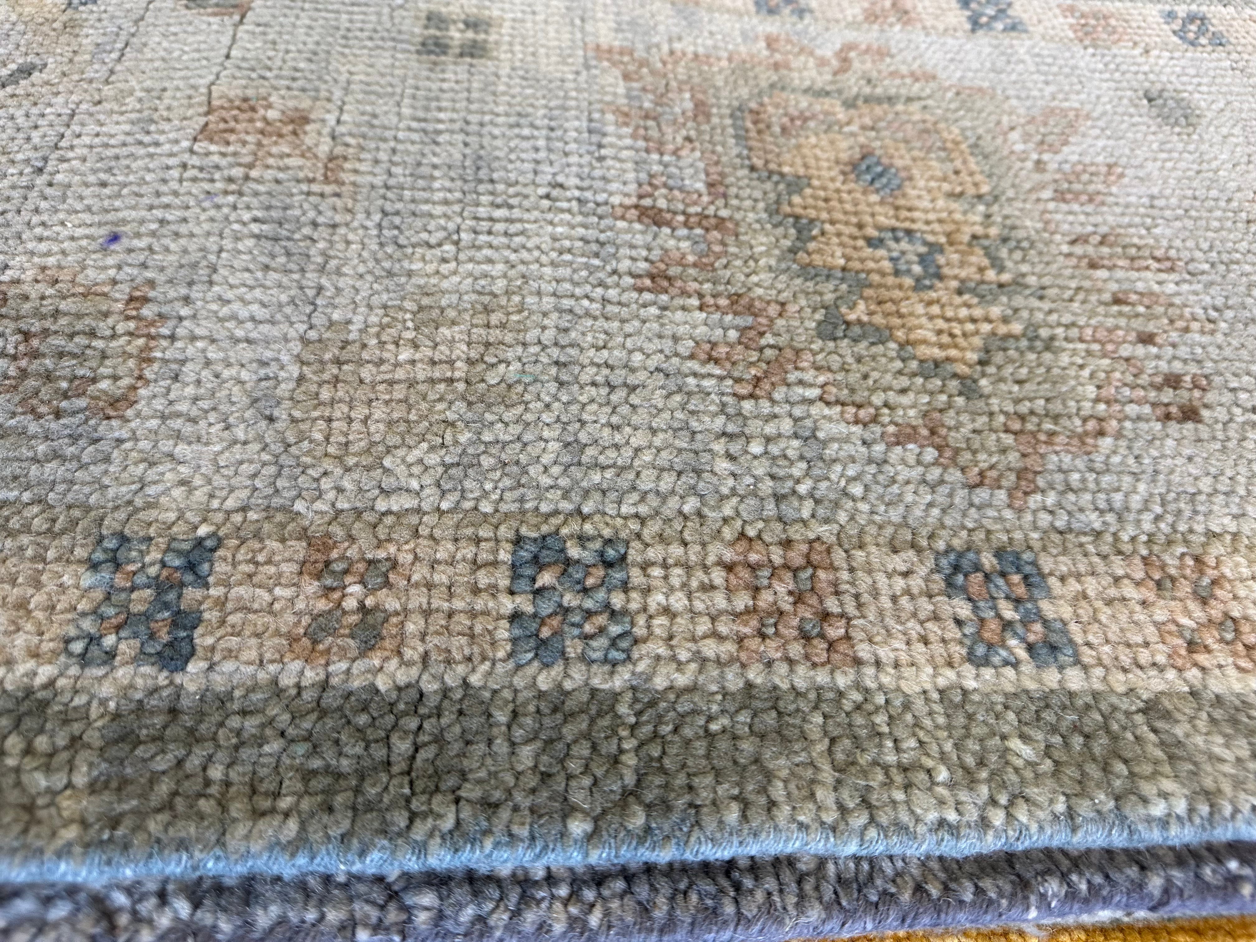 Ariel Ash 9x11.9 Light Green Hand-Knotted Oushak Rug