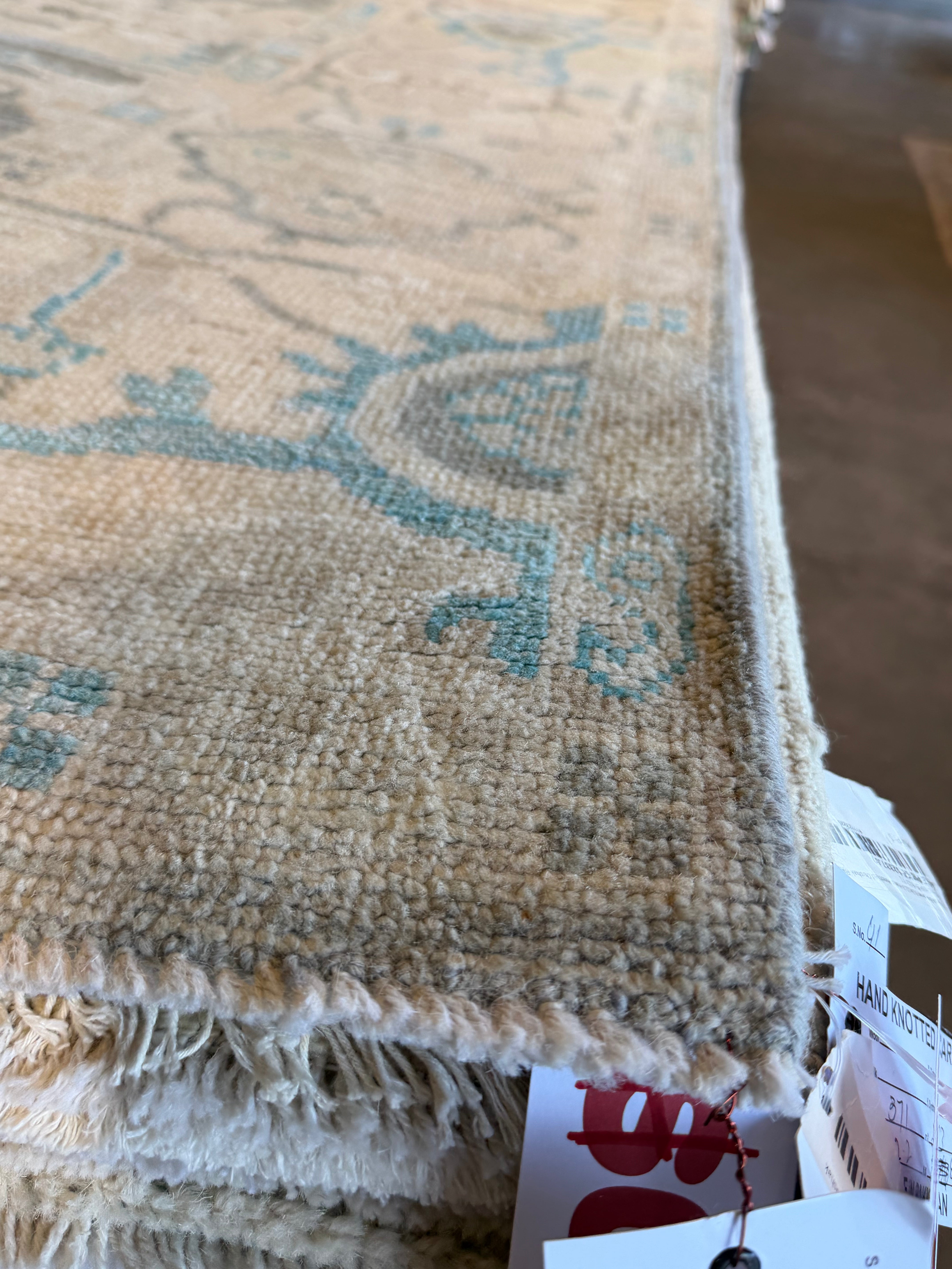 Amita Neuman 8.5x11.11 Cream and Grey  Whitewashed Hand-Knotted Oushak