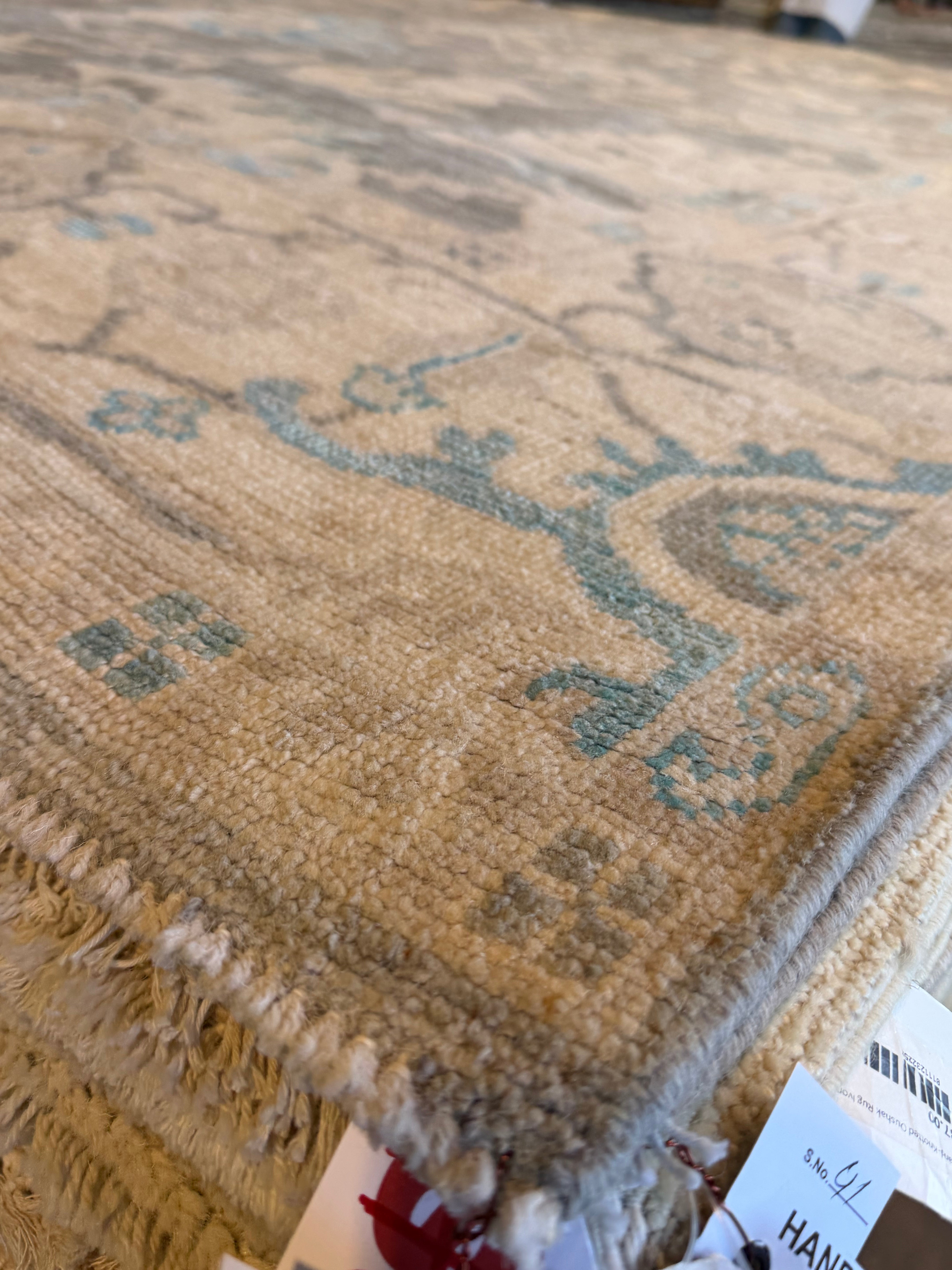 Amita Neuman 8.5x11.11 Cream and Grey  Whitewashed Hand-Knotted Oushak