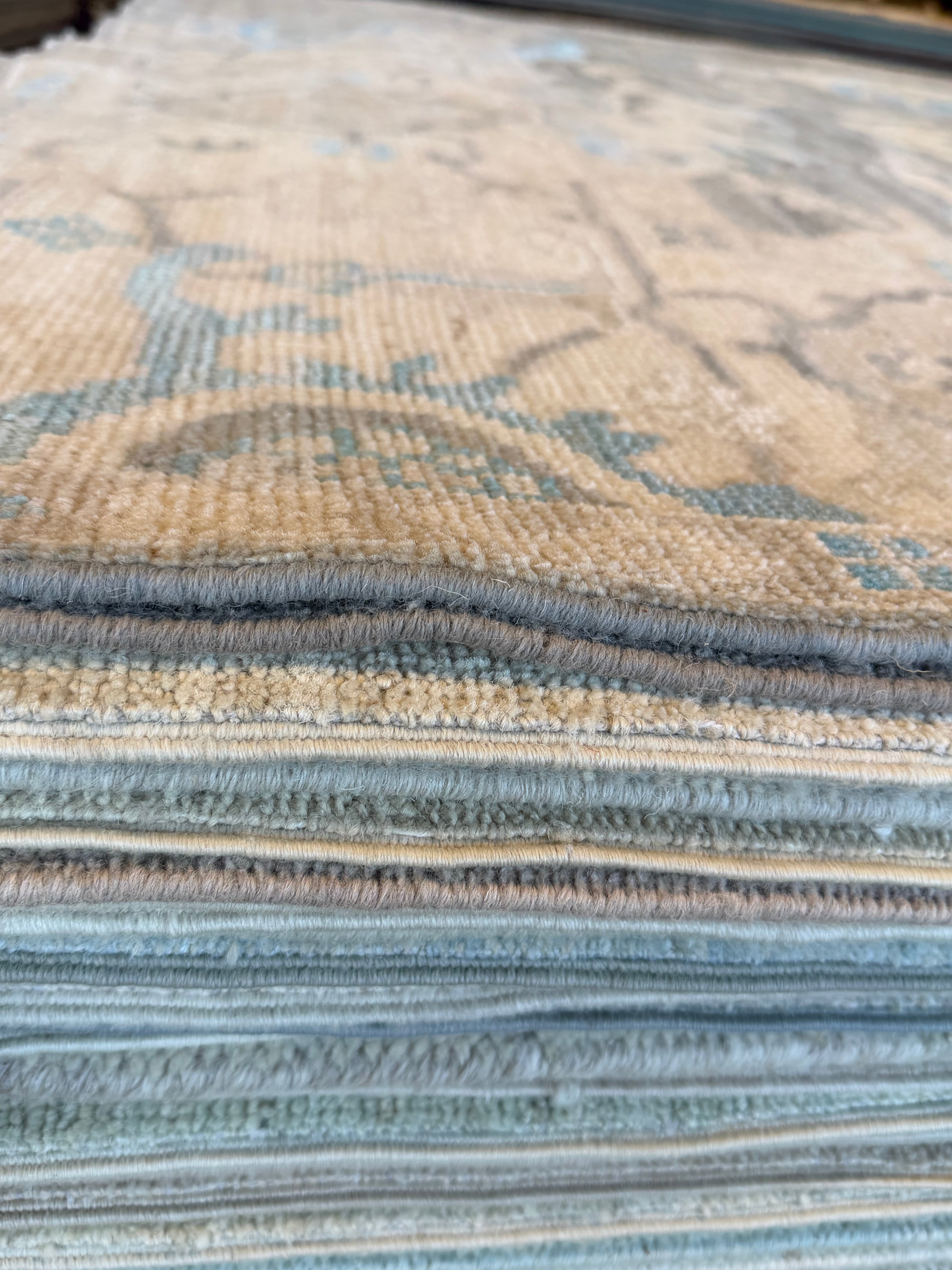 Amita Neuman 8.5x11.11 Cream and Grey  Whitewashed Hand-Knotted Oushak