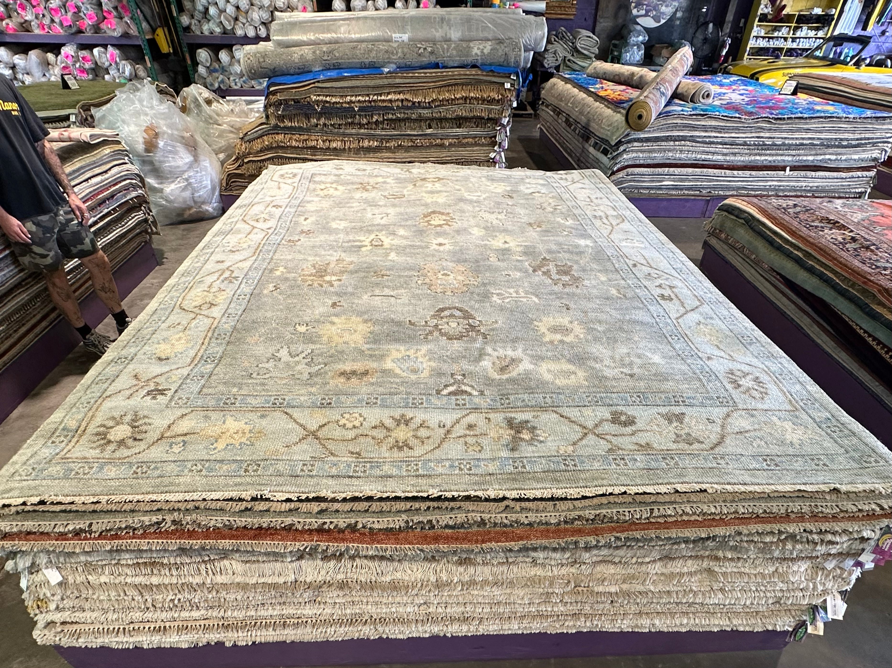 Joli W. Irvine 9x12.3 Grey Hand-Knotted Oushak Rug