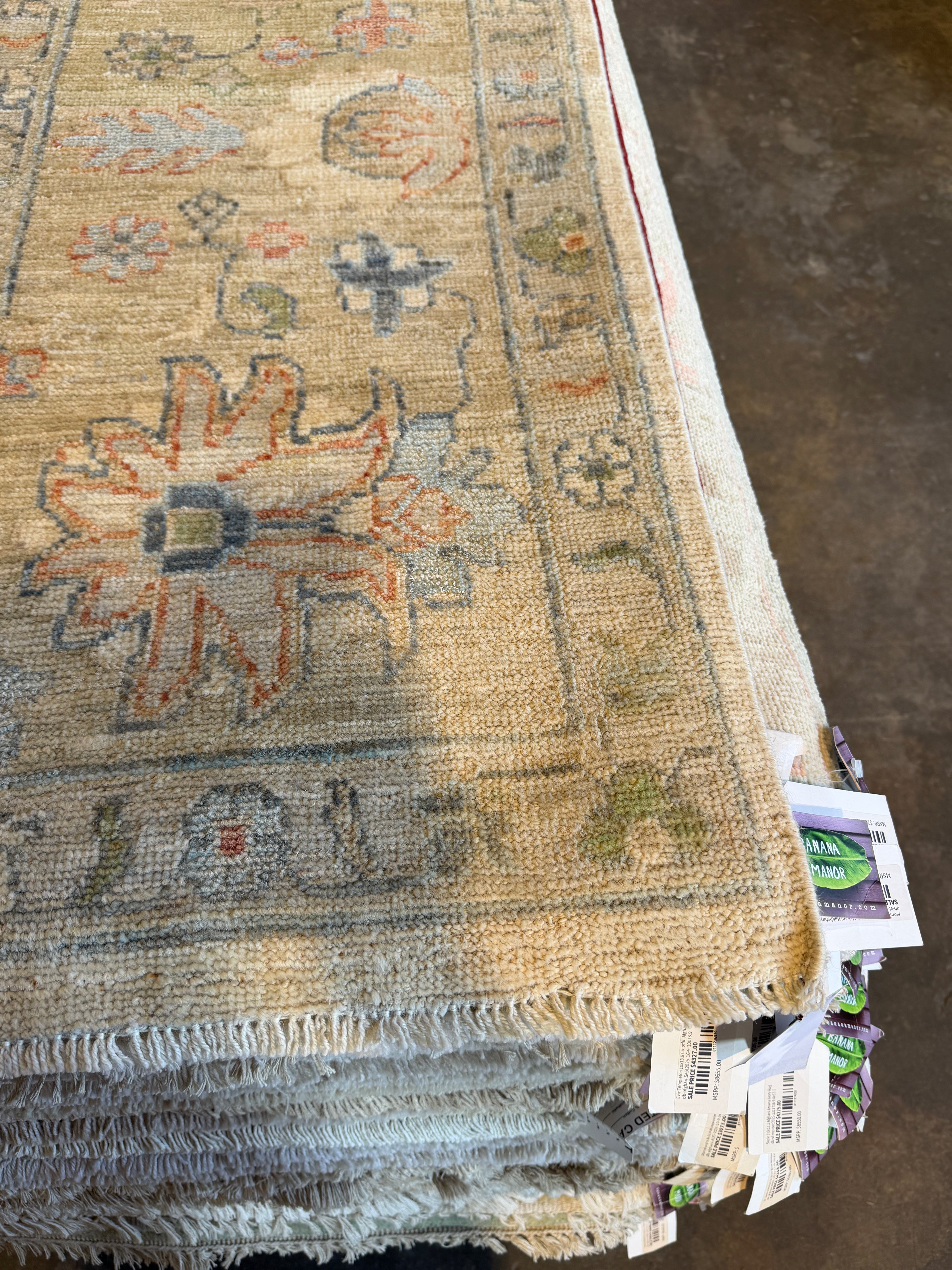 Bailey Taylor 9.8x13.8 Ivory and Green Whitewashed Hand-Knotted Oushak