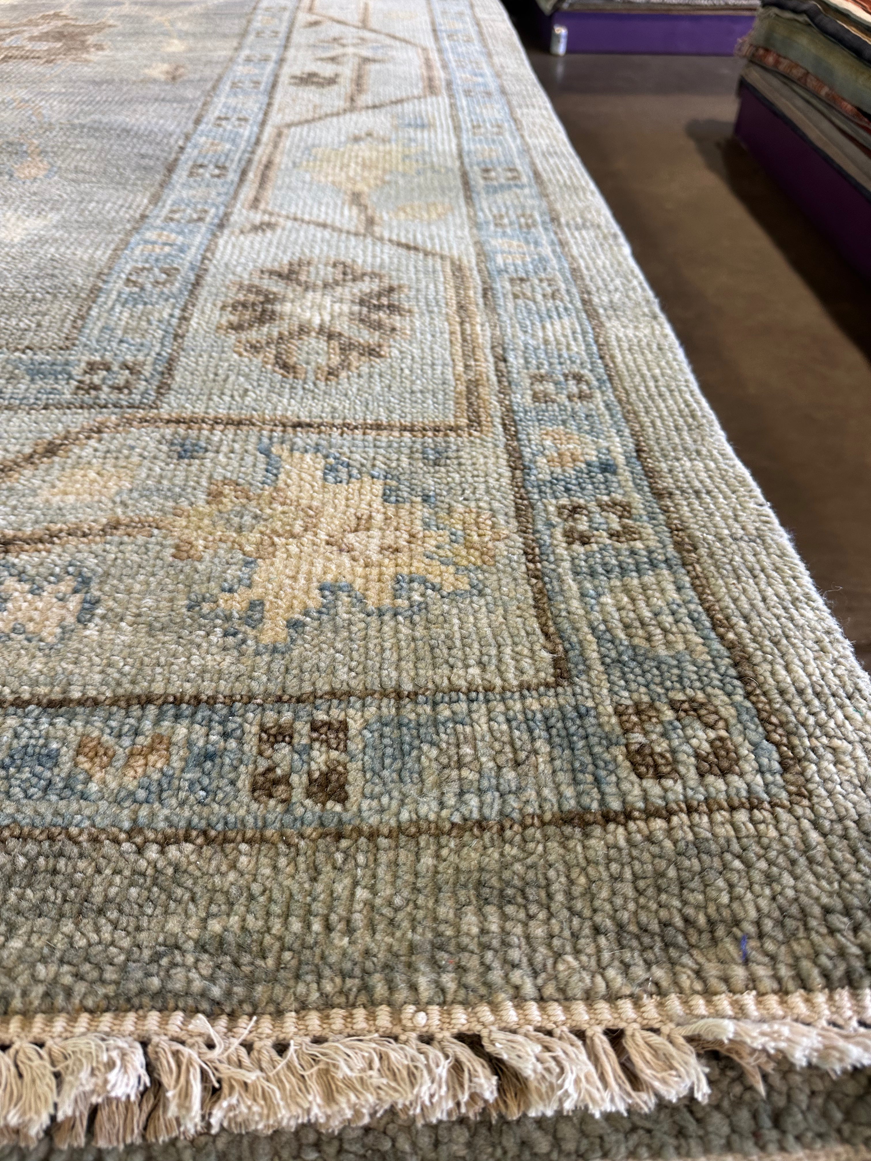 Joli W. Irvine 9x12.3 Grey Hand-Knotted Oushak Rug
