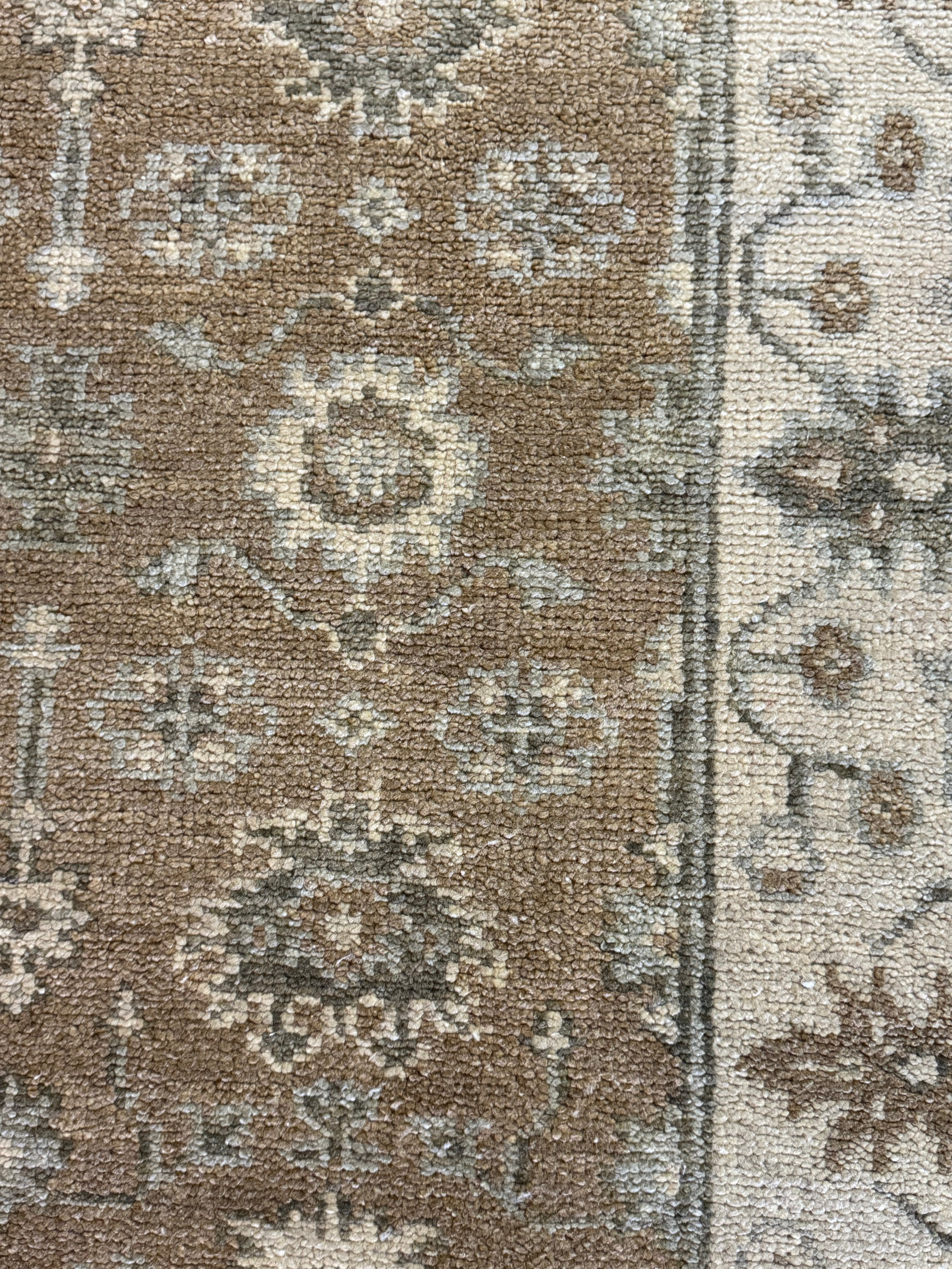 Heidi Hochturm 3.6x8 Brown and Tan Hand-Knotted Oushak Rug