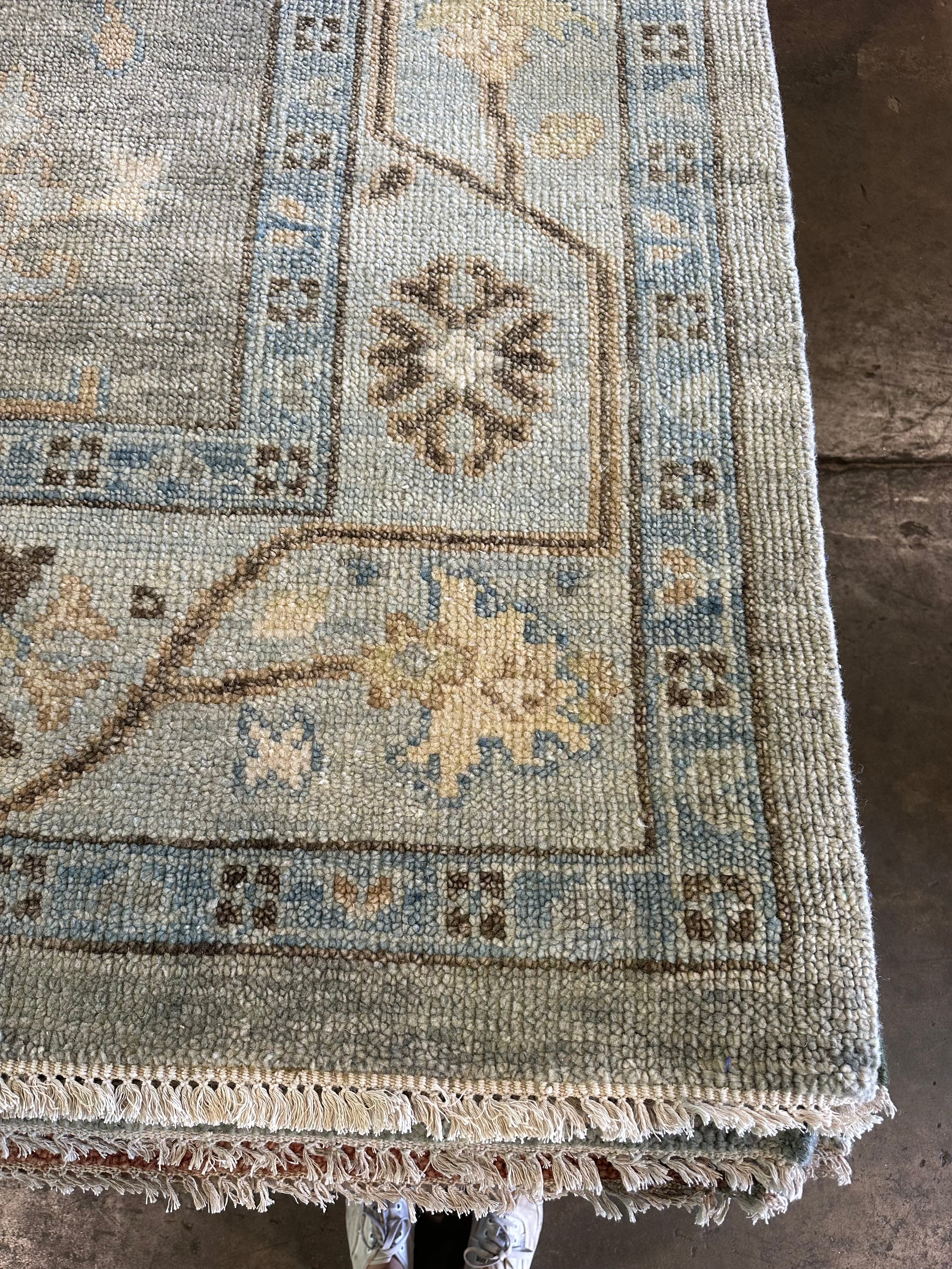 Joli W. Irvine 9x12.3 Grey Hand-Knotted Oushak Rug