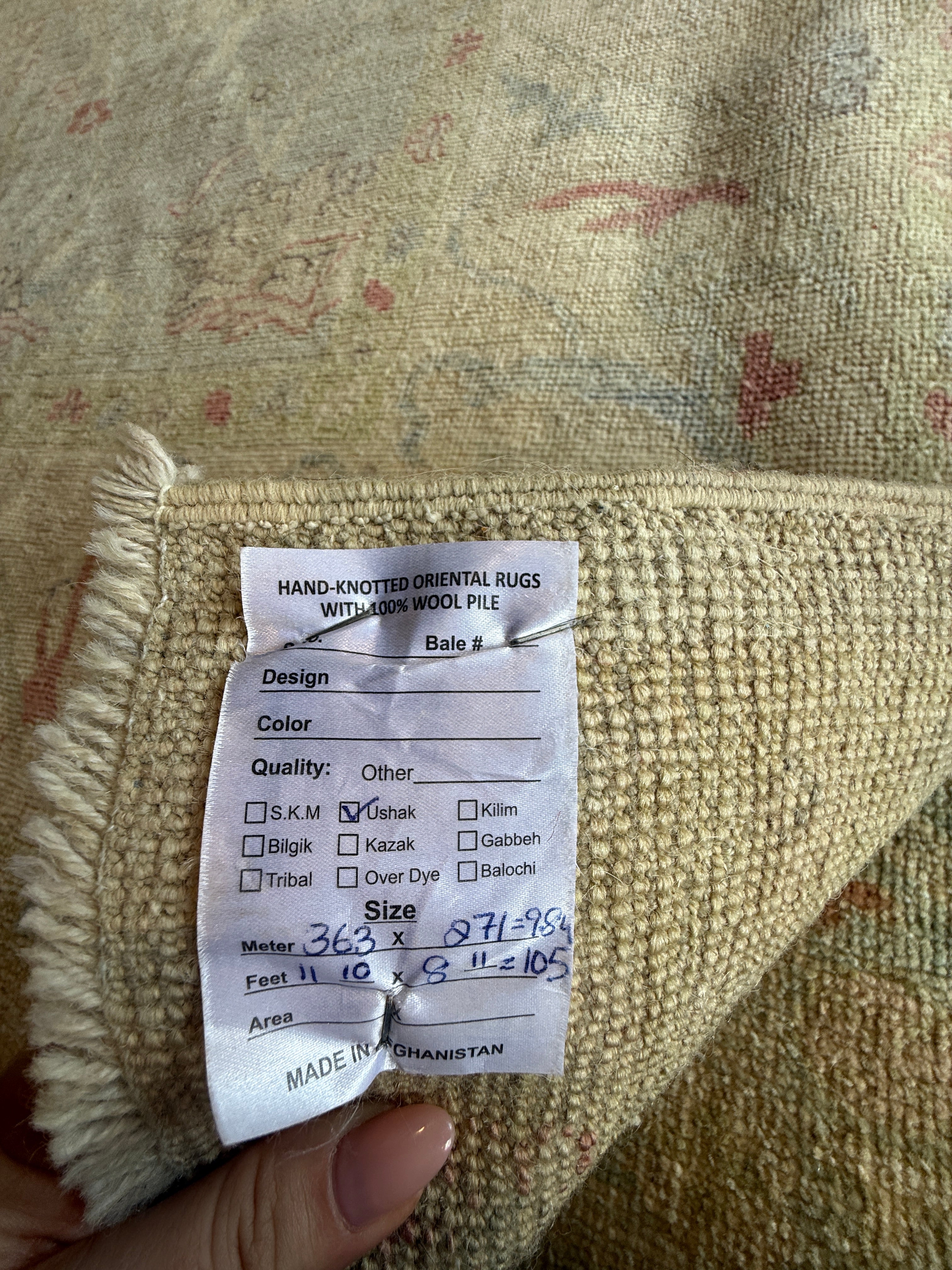 Sally Alfonzo 8.11x11.10  Whitewashed Afghani Oushak