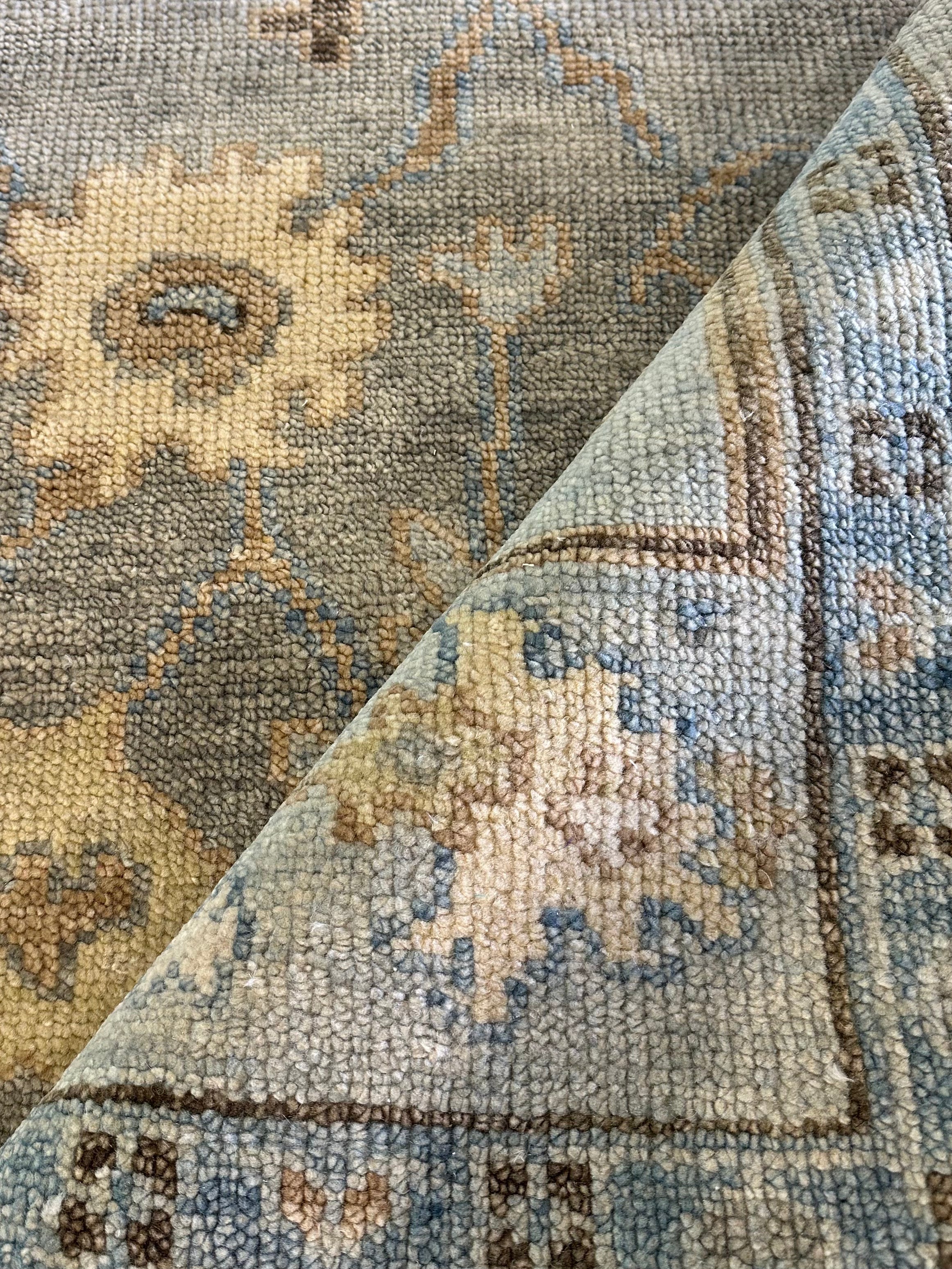 Joli W. Irvine 9x12.3 Grey Hand-Knotted Oushak Rug