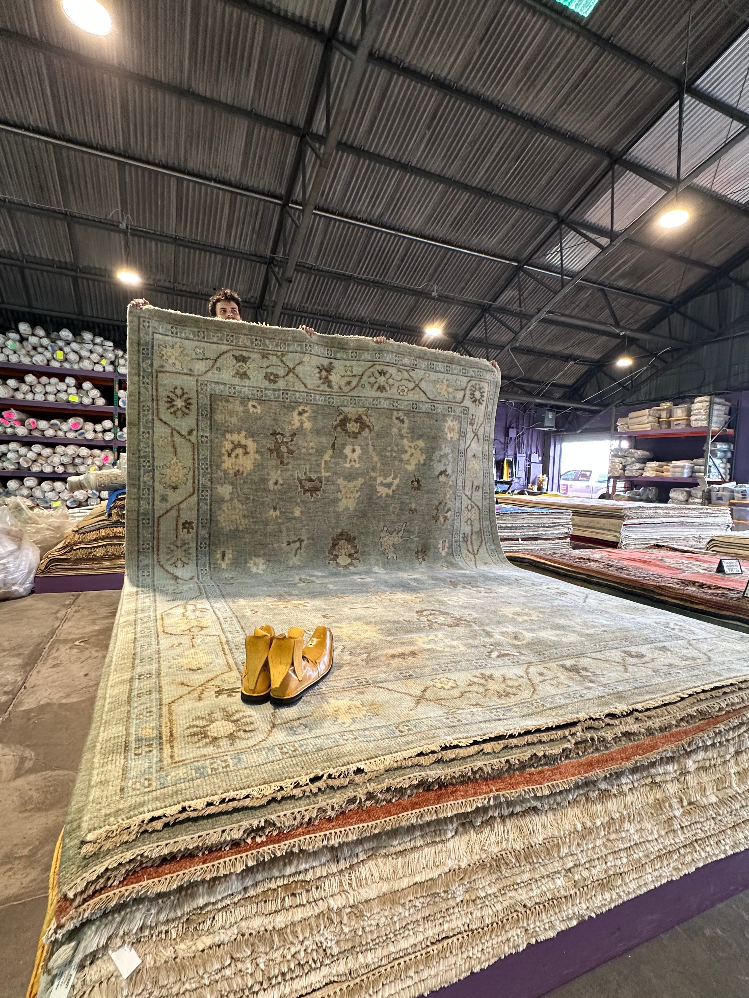 Joli W. Irvine 9x12.3 Grey Hand-Knotted Oushak Rug