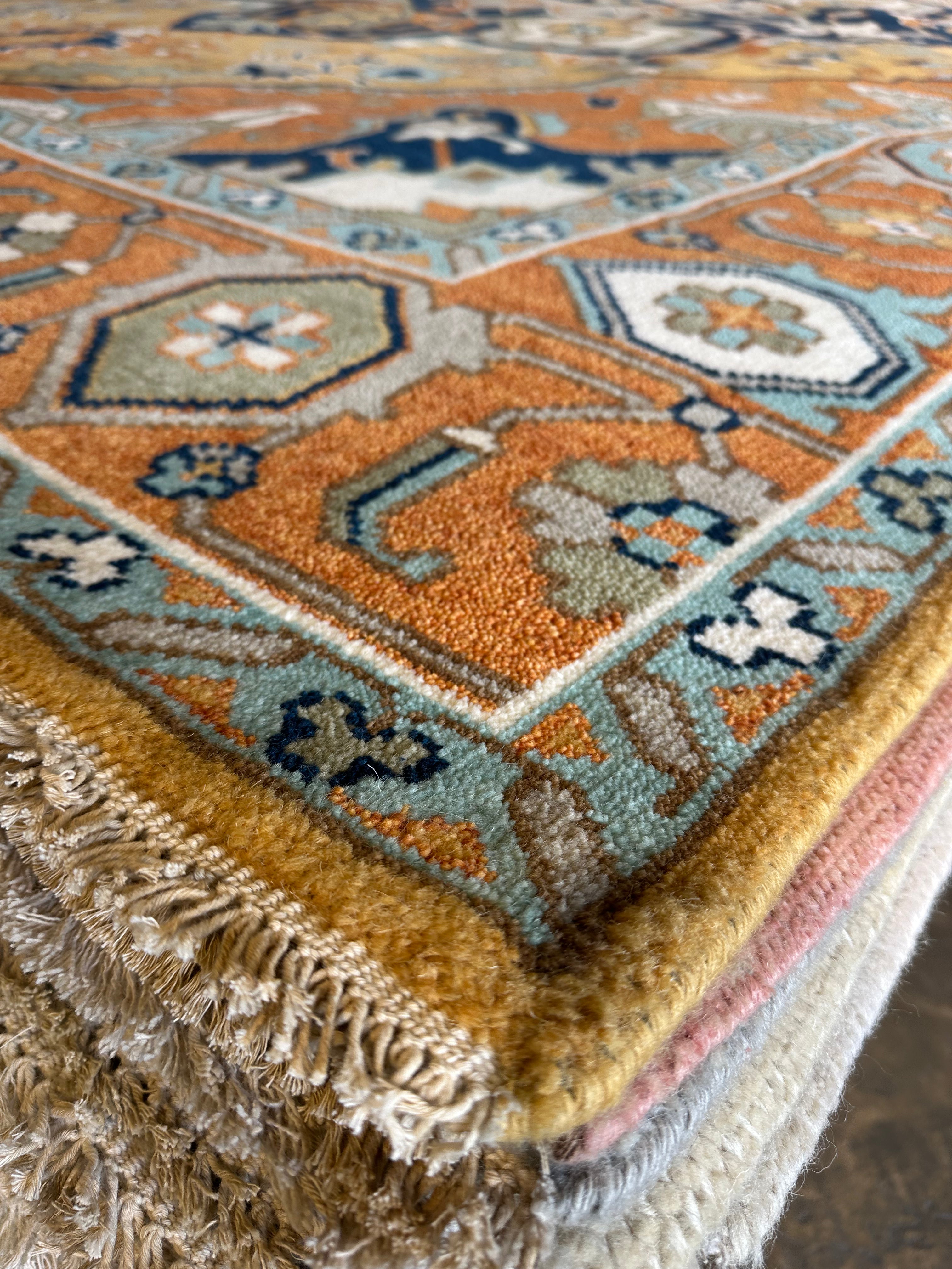 Gia Bennett 10x14 Rust Hand-Knotted Oushak