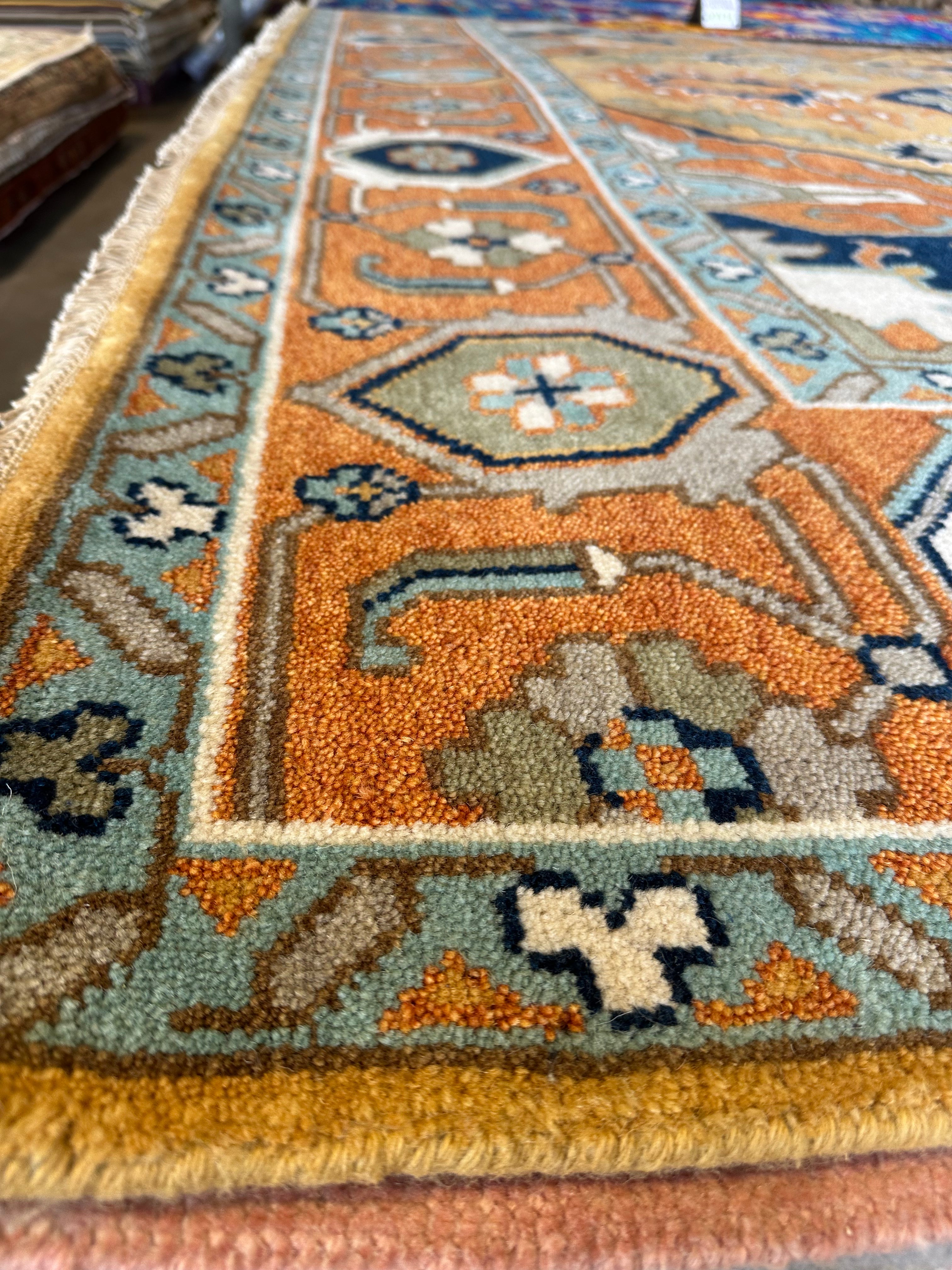 Gia Bennett 10x14 Rust Hand-Knotted Oushak