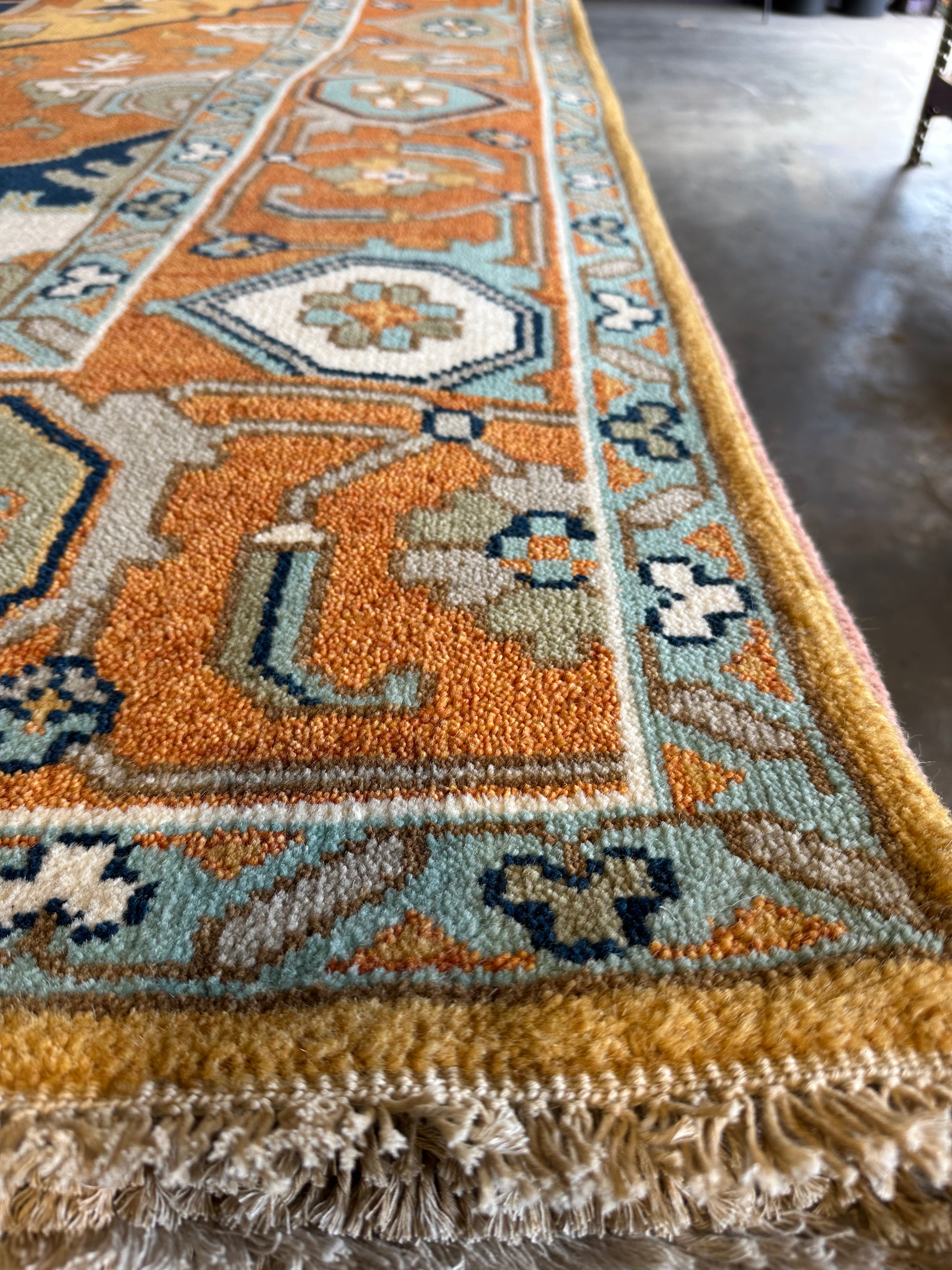 Gia Bennett 10x14 Rust Hand-Knotted Oushak