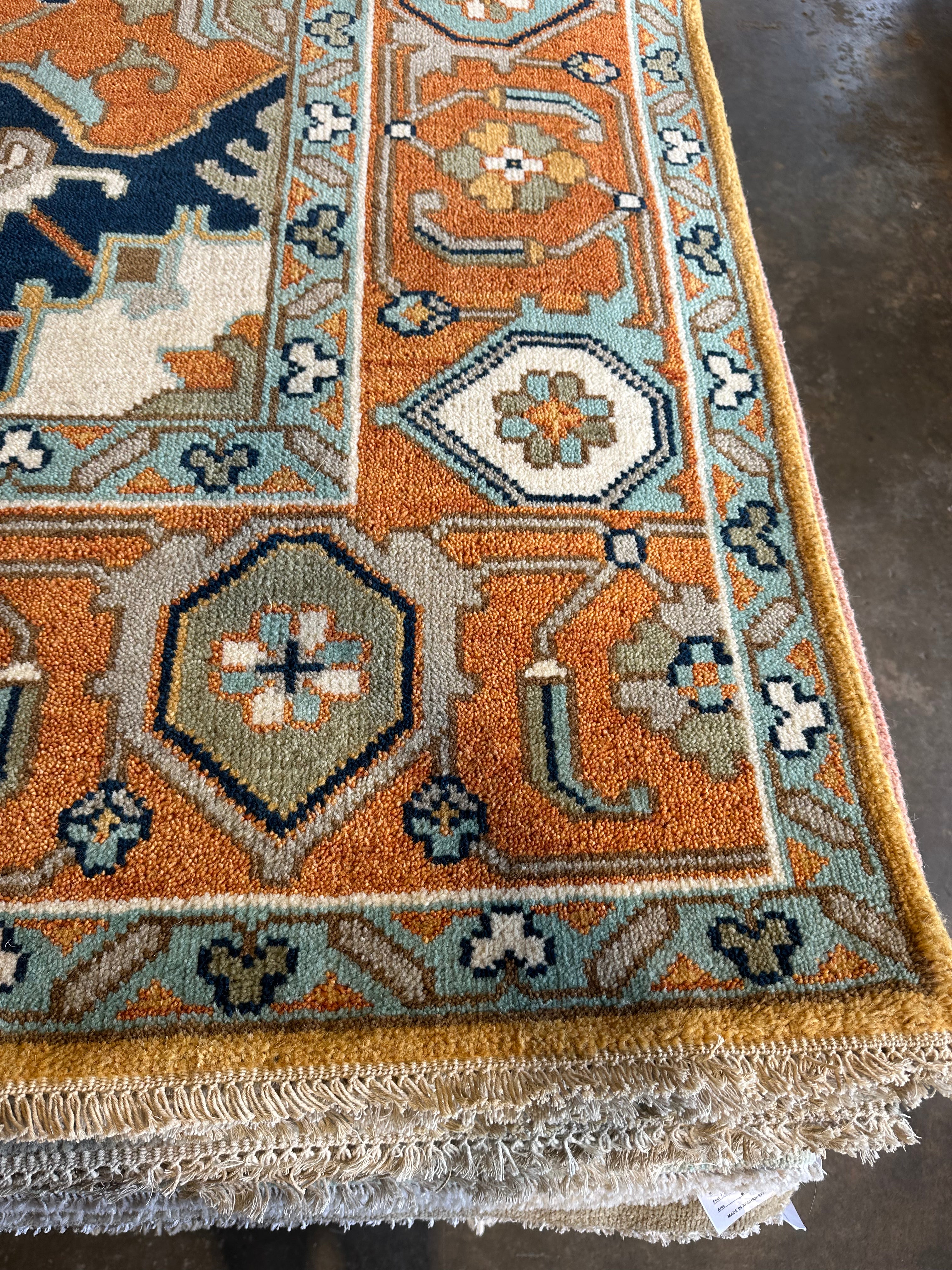 Gia Bennett 10x14 Rust Hand-Knotted Oushak