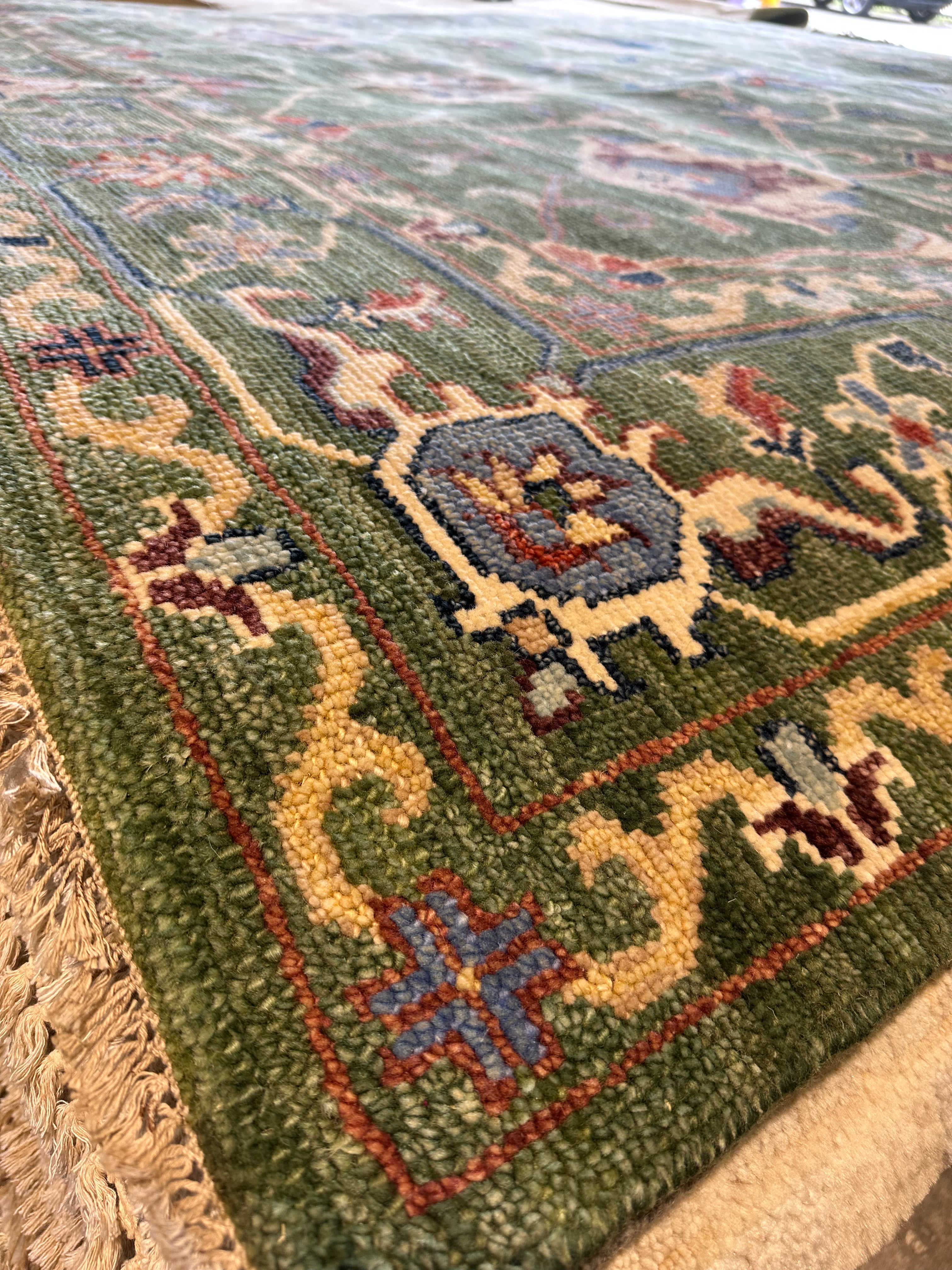 Suze 8x10 Green Hand-Knotted Oushak