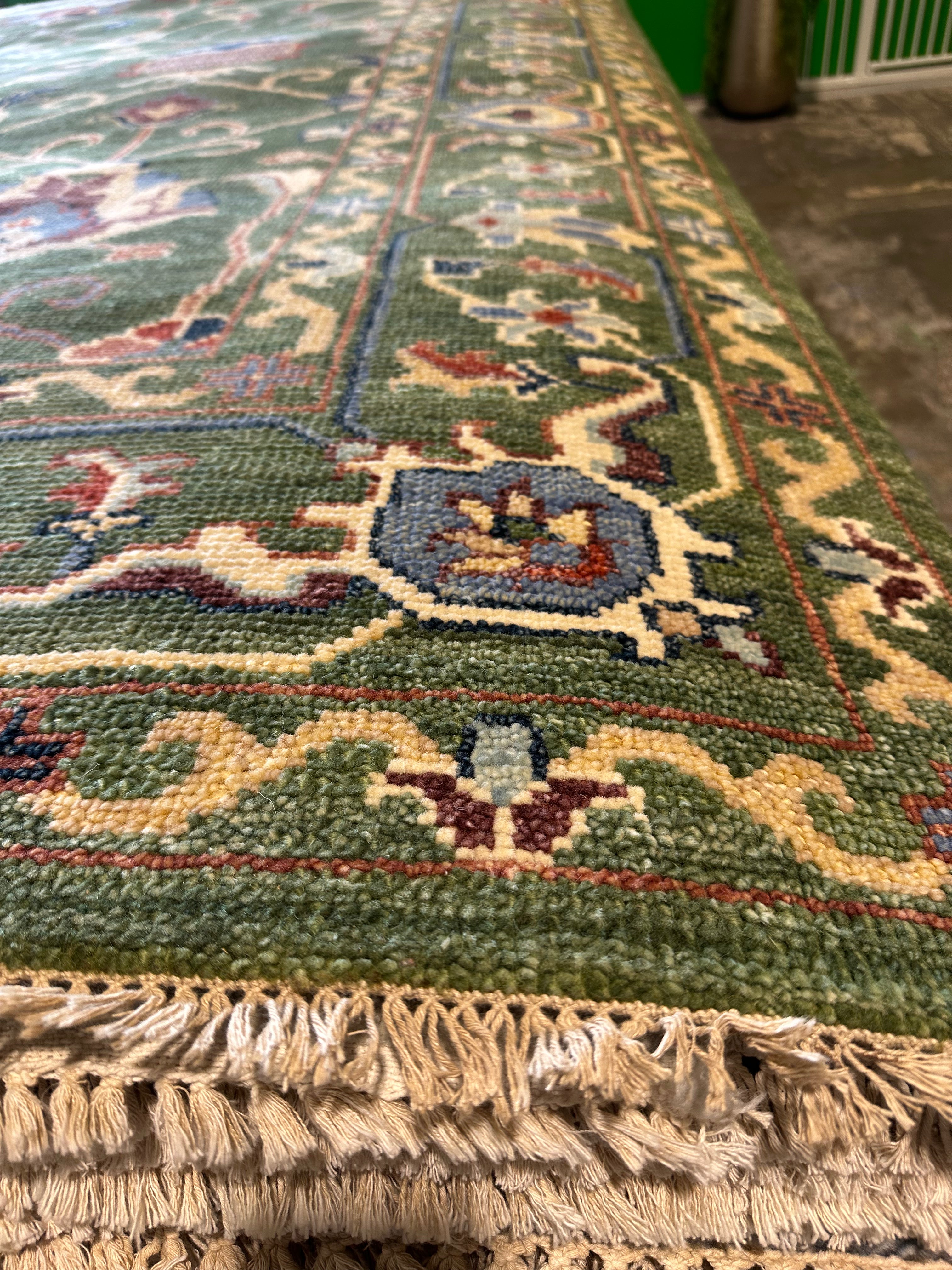 Suze 8x10 Green Hand-Knotted Oushak