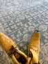 Marais  9x11.9 Blue and Tan Hand-Knotted Oushak Rug