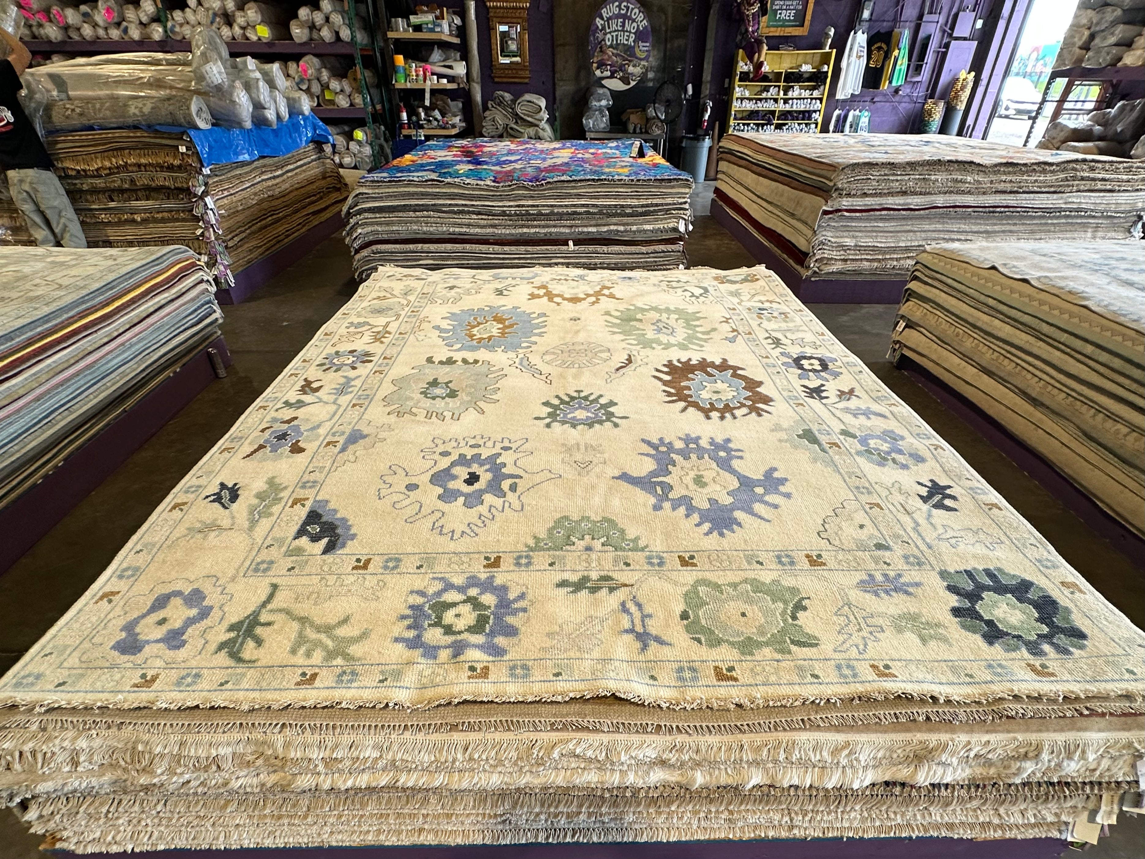 Barbara Jean 9x11.9 Cream Hand-Knotted Oushak Rug