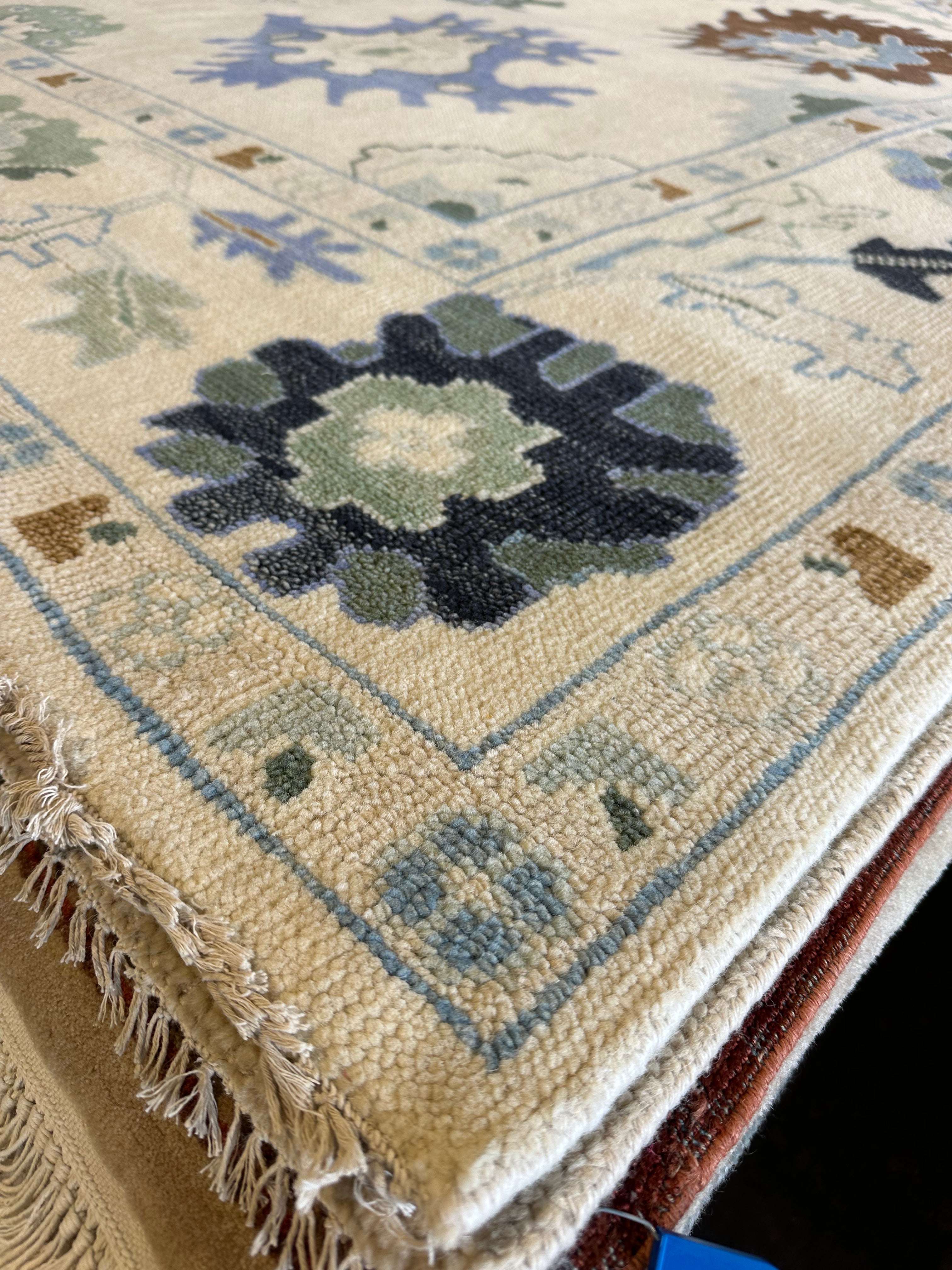 Barbara Jean 9x11.9 Cream Hand-Knotted Oushak Rug