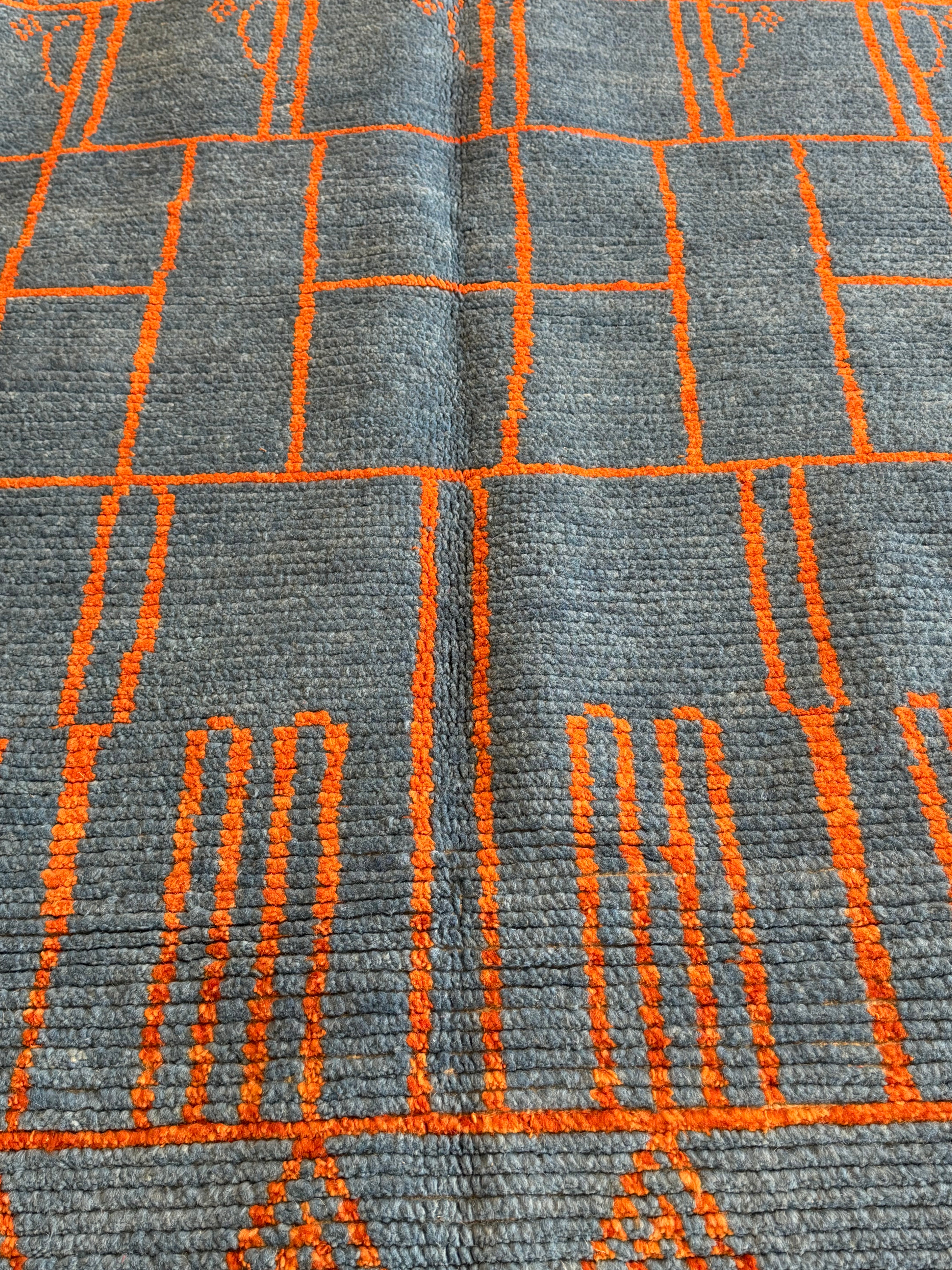 Danielle Olivera 6.2x10 Blue and Orange  Hand-Knotted Afghani Moroccan Style Rug