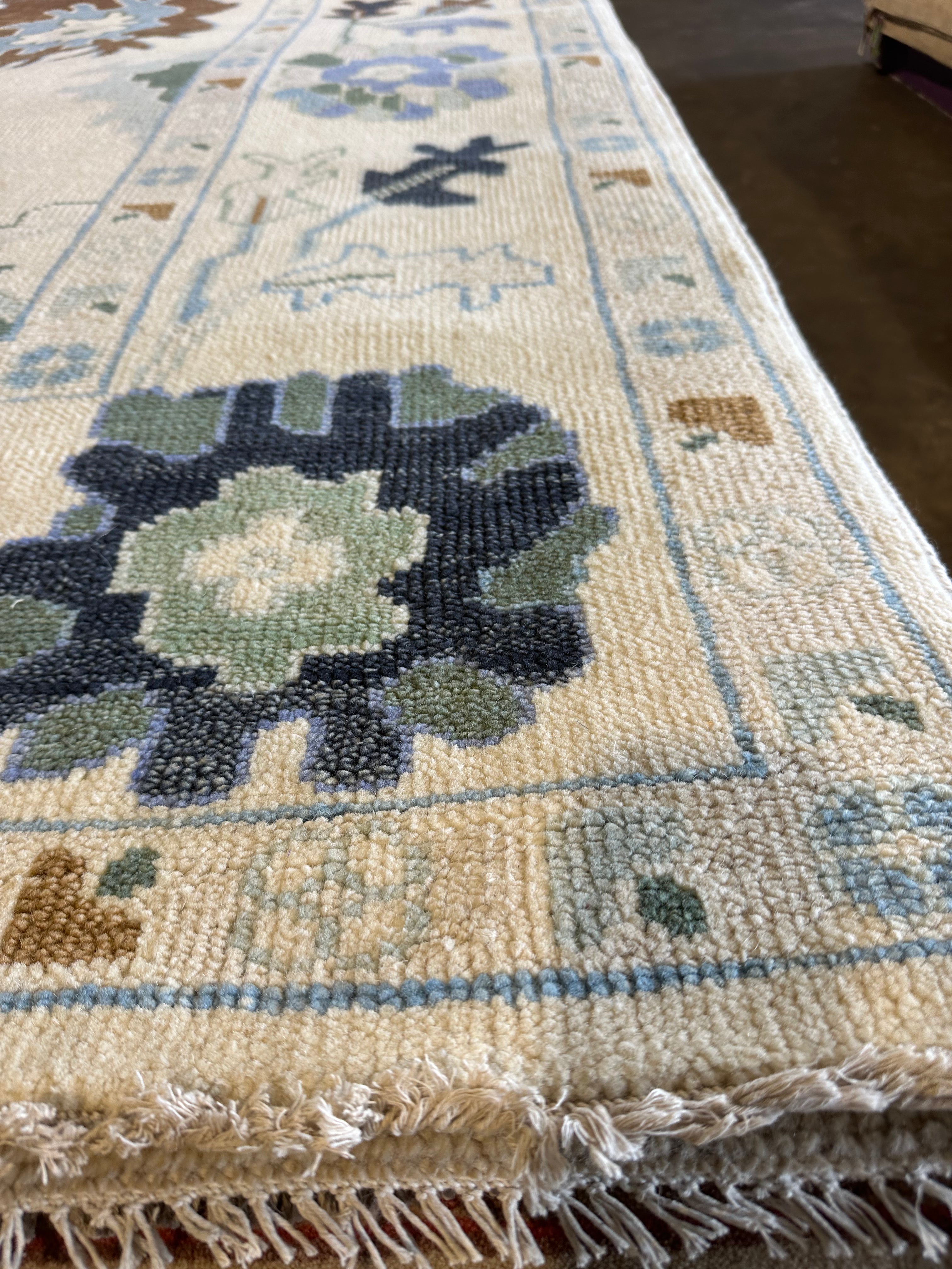 Barbara Jean 9x11.9 Cream Hand-Knotted Oushak Rug