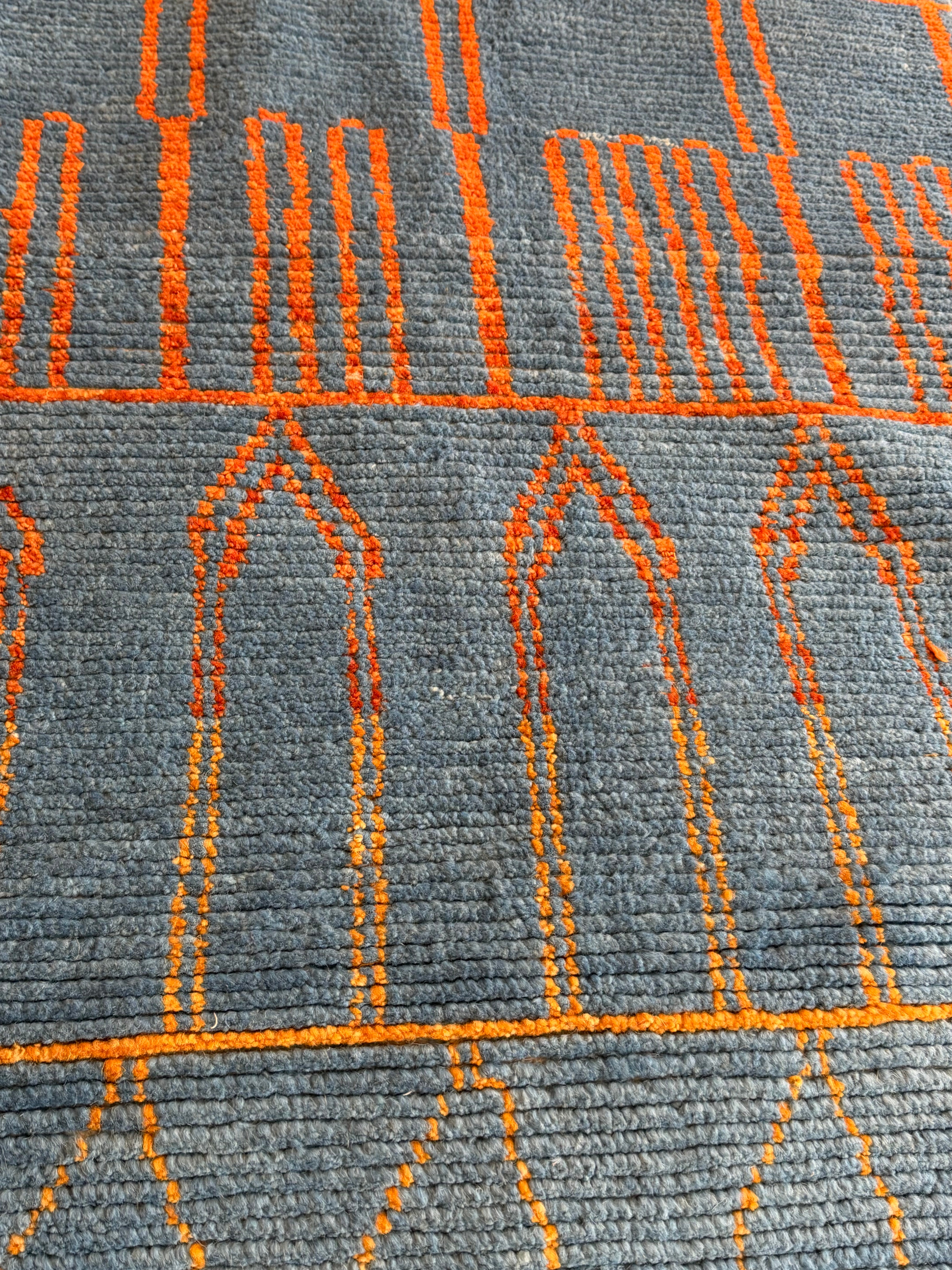 Danielle Olivera 6.2x10 Blue and Orange  Hand-Knotted Afghani Moroccan Style Rug