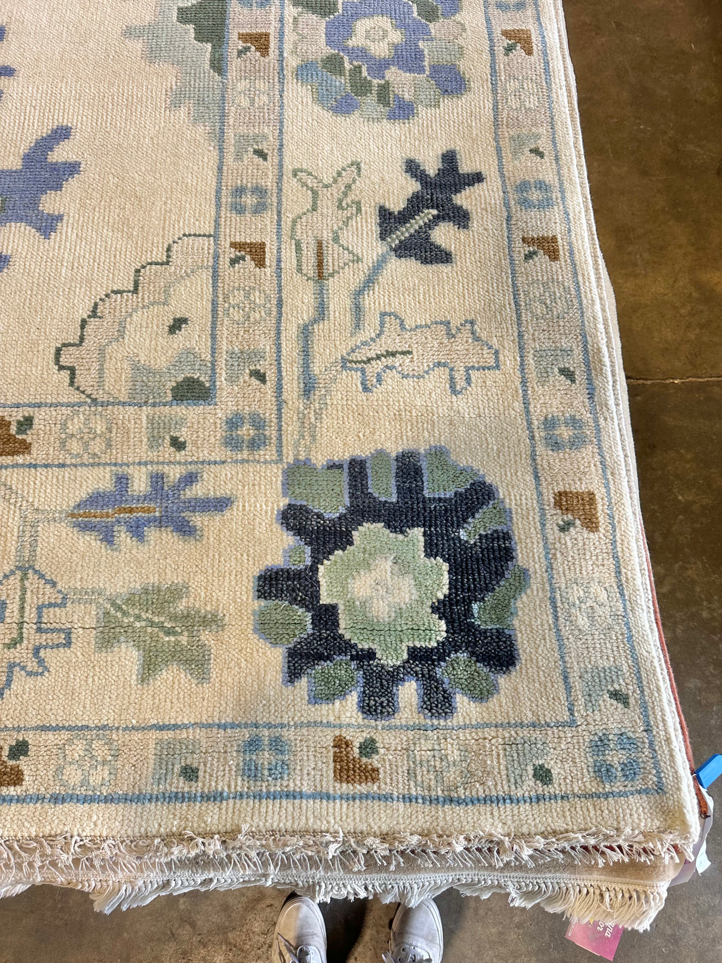 Barbara Jean 9x11.9 Cream Hand-Knotted Oushak Rug