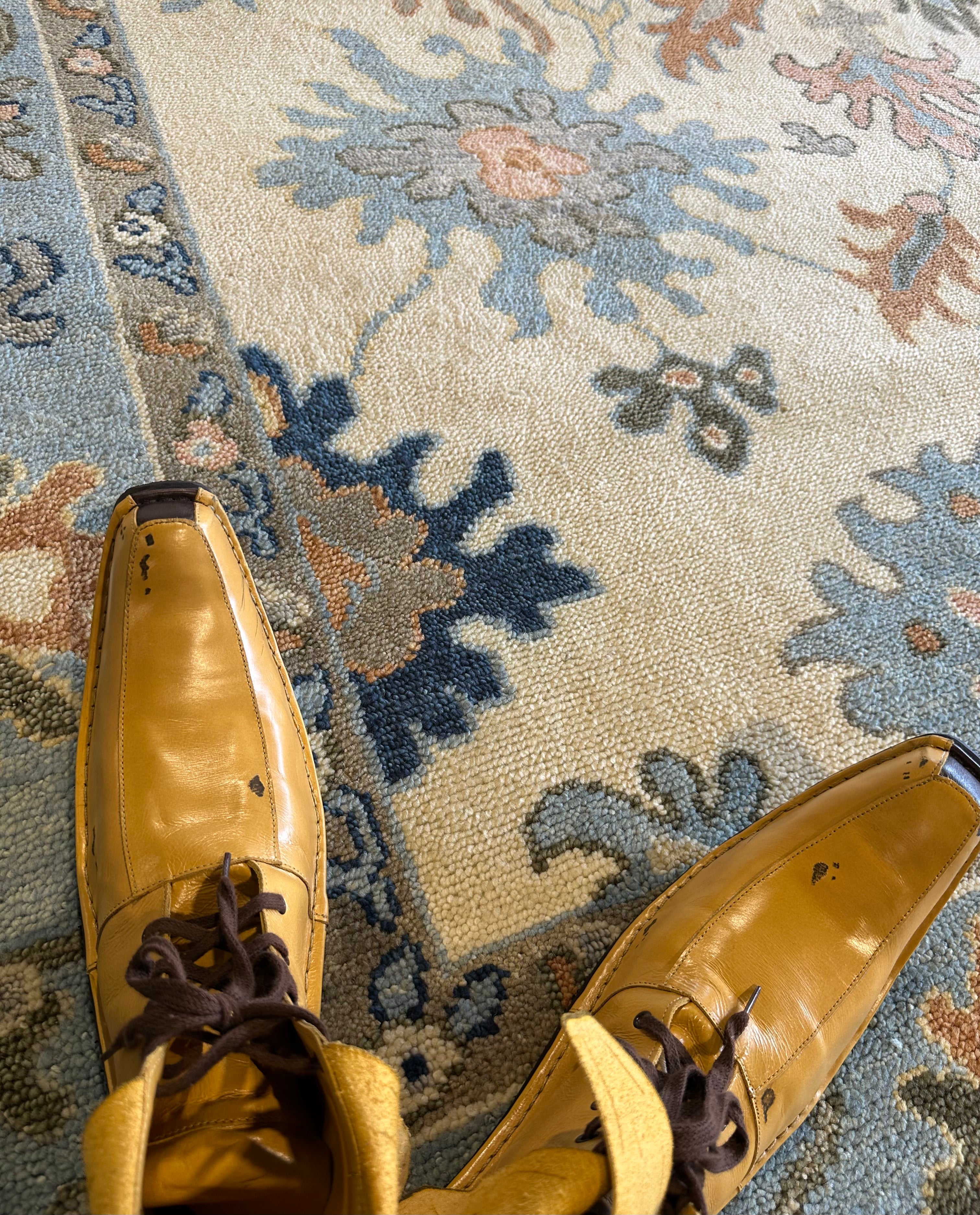 Sunshine 9x12 Ivory and Light Blue Hand-Knotted Oushak Rug