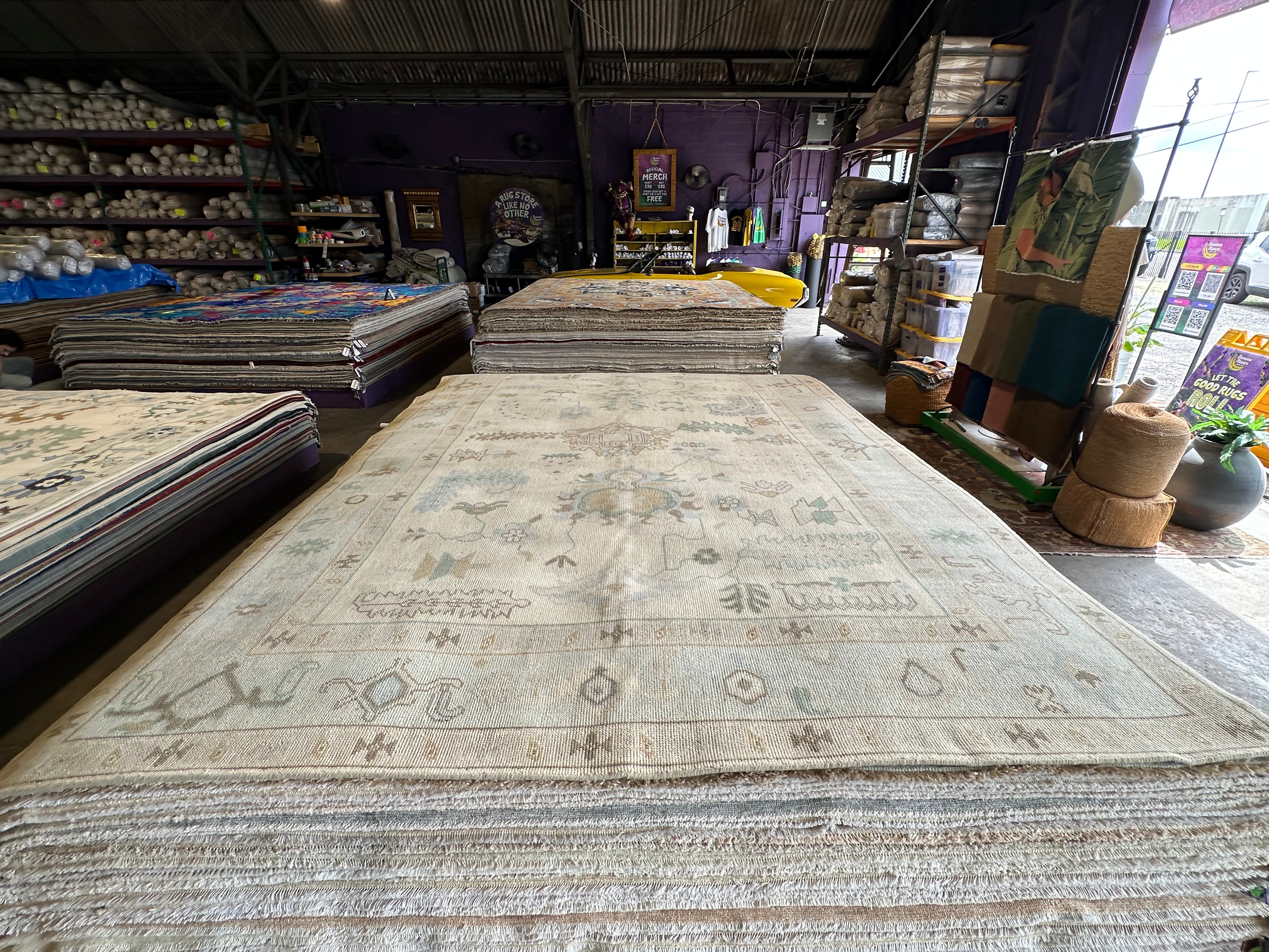 Isabella Moll 9x12 Beige Hand-Knotted Oushak Rug
