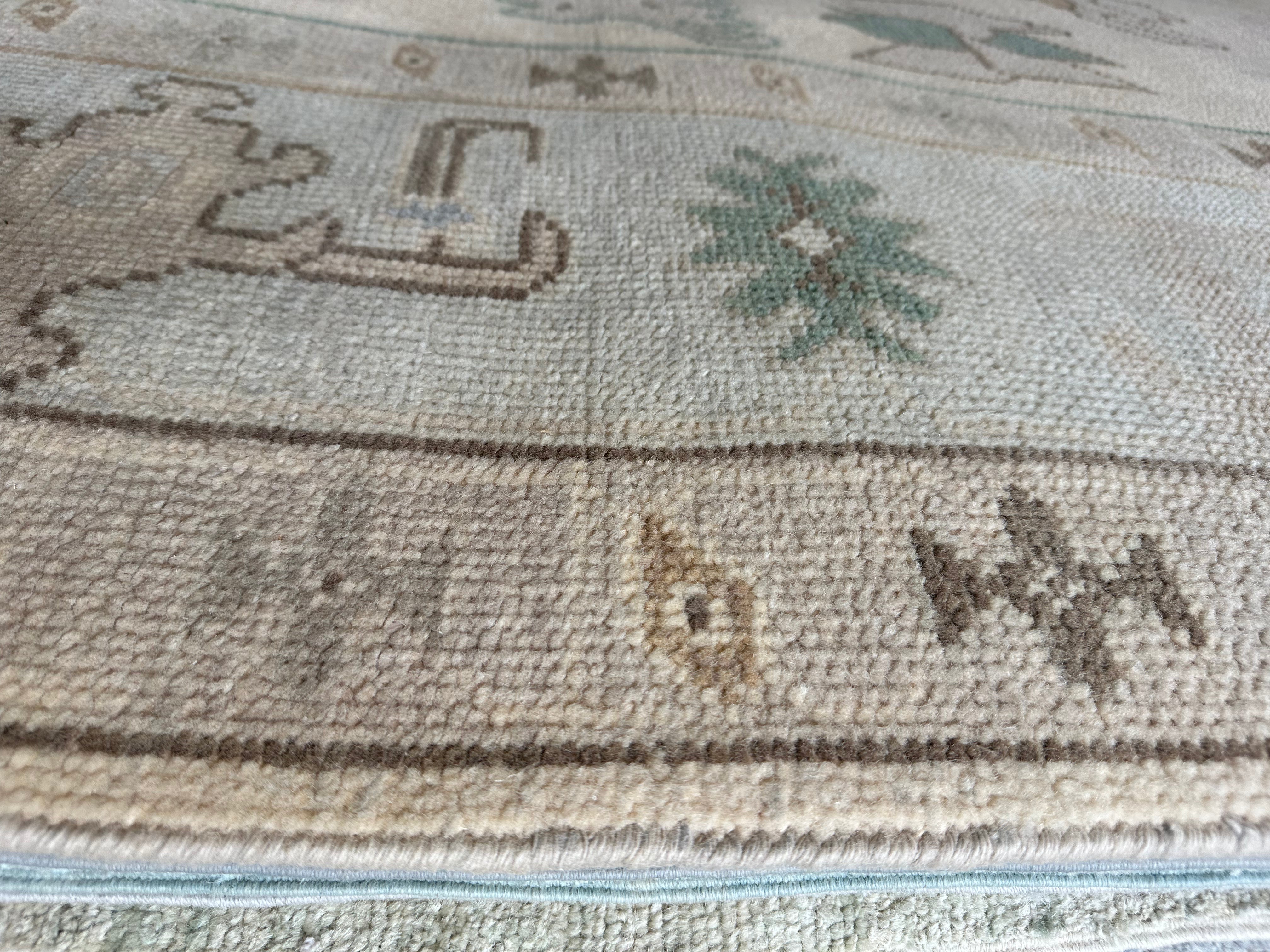 Isabella Moll 9x12 Beige Hand-Knotted Oushak Rug