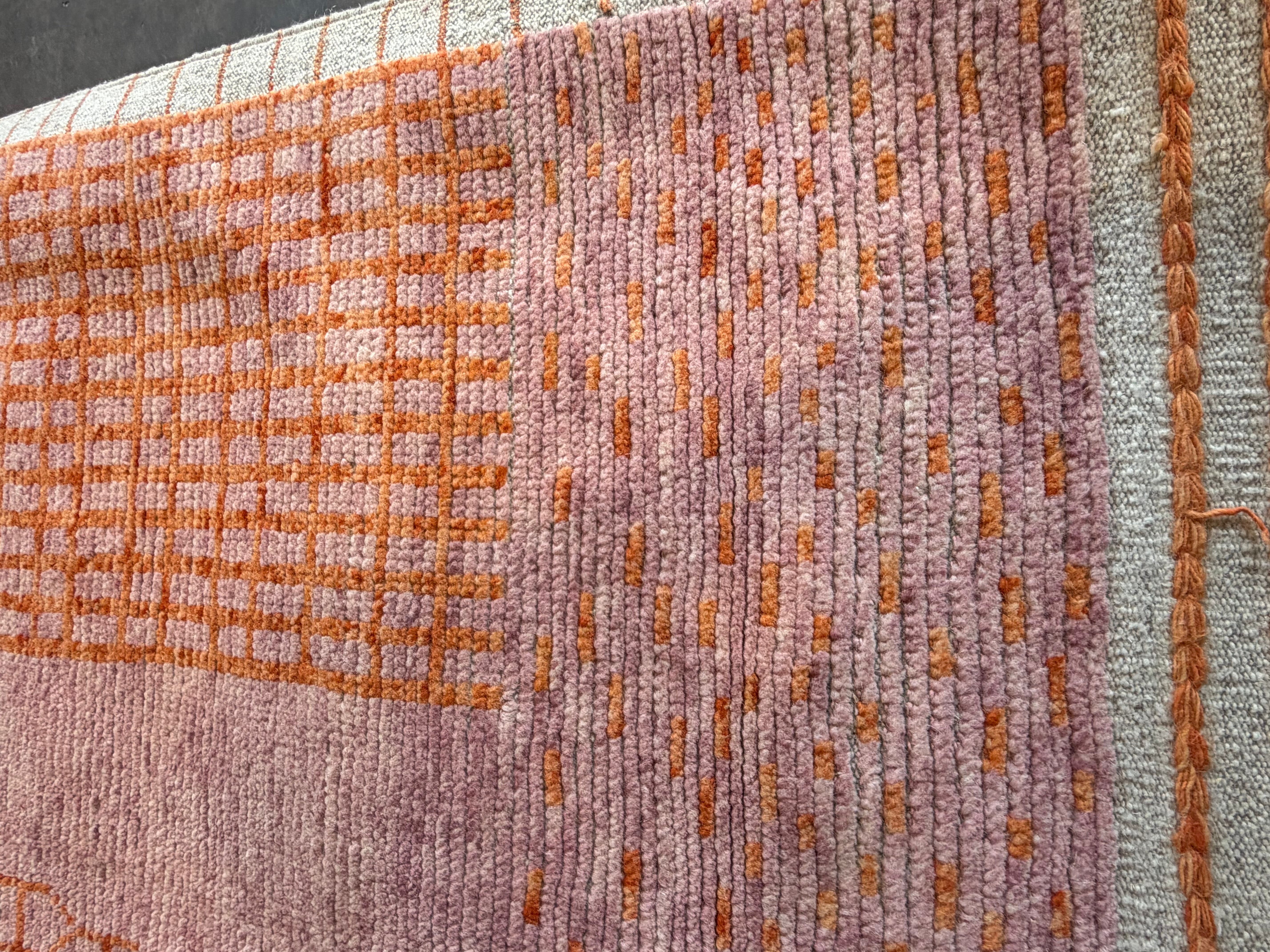 Amanda Batula 9x12.3 Pink and Orange Hand-Knotted Afghani Moroccan Style Rug