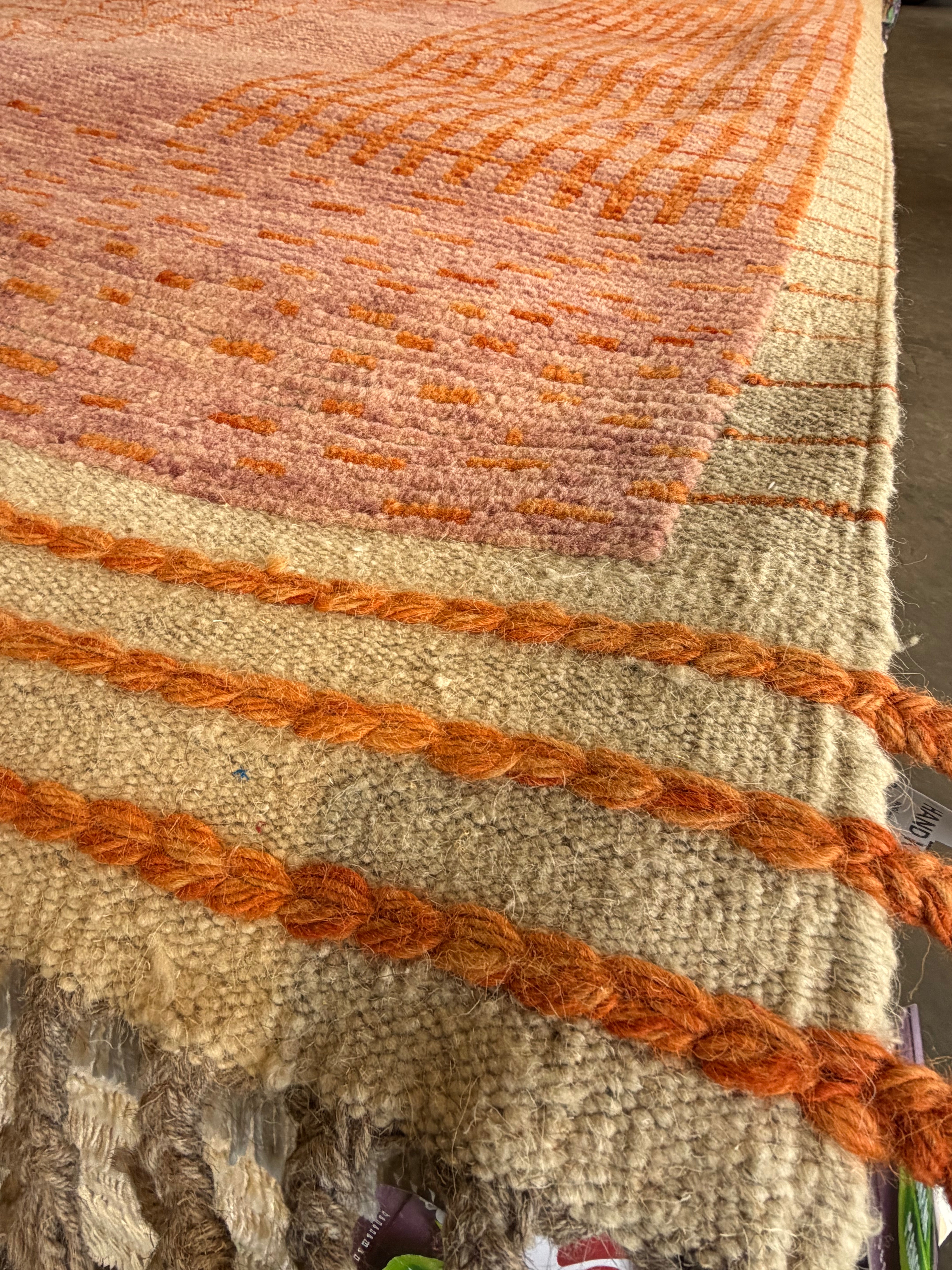 Amanda Batula 9x12.3 Pink and Orange Hand-Knotted Afghani Moroccan Style Rug