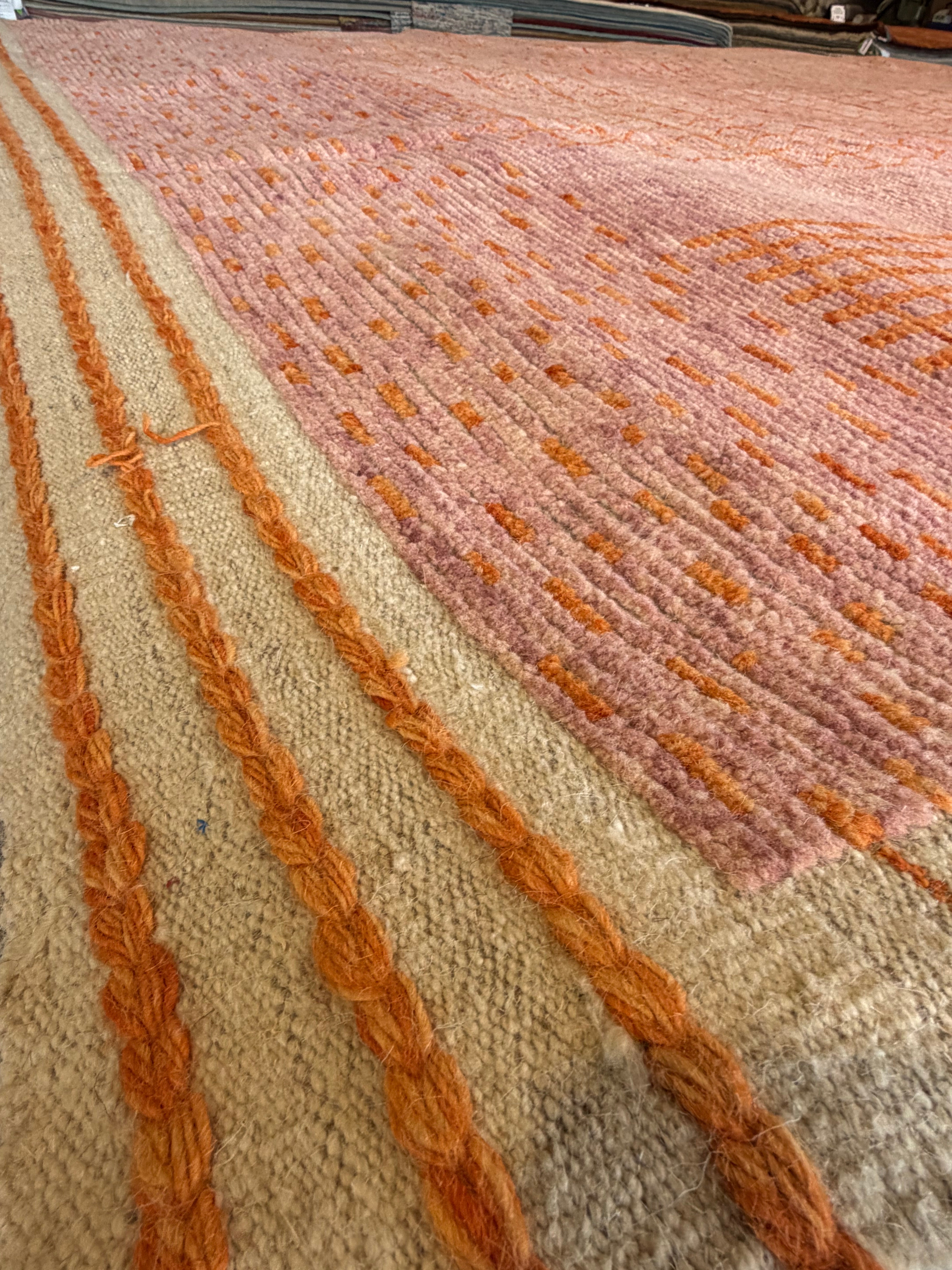 Amanda Batula 9x12.3 Pink and Orange Hand-Knotted Afghani Moroccan Style Rug