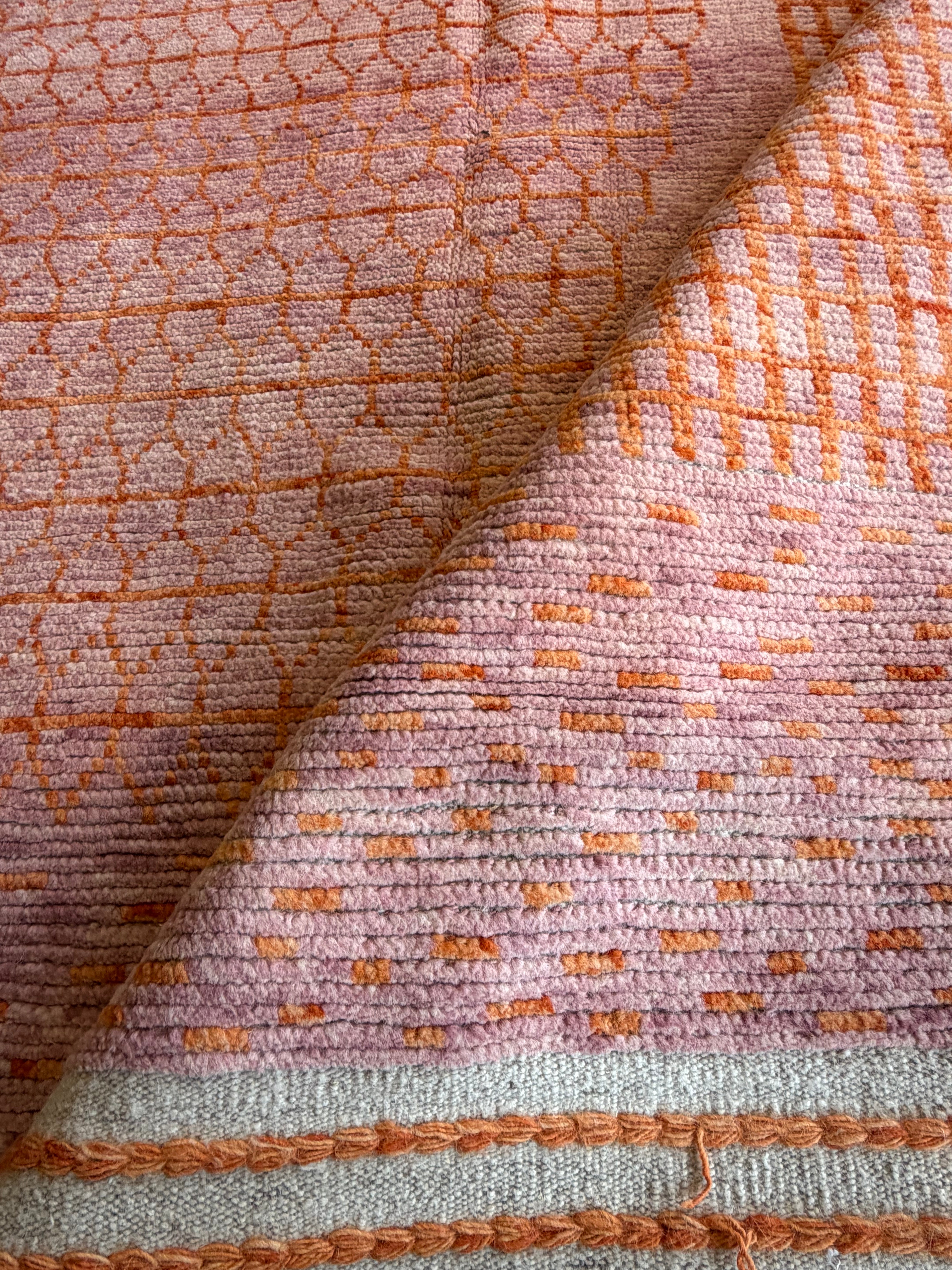 Amanda Batula 9x12.3 Pink and Orange Hand-Knotted Afghani Moroccan Style Rug