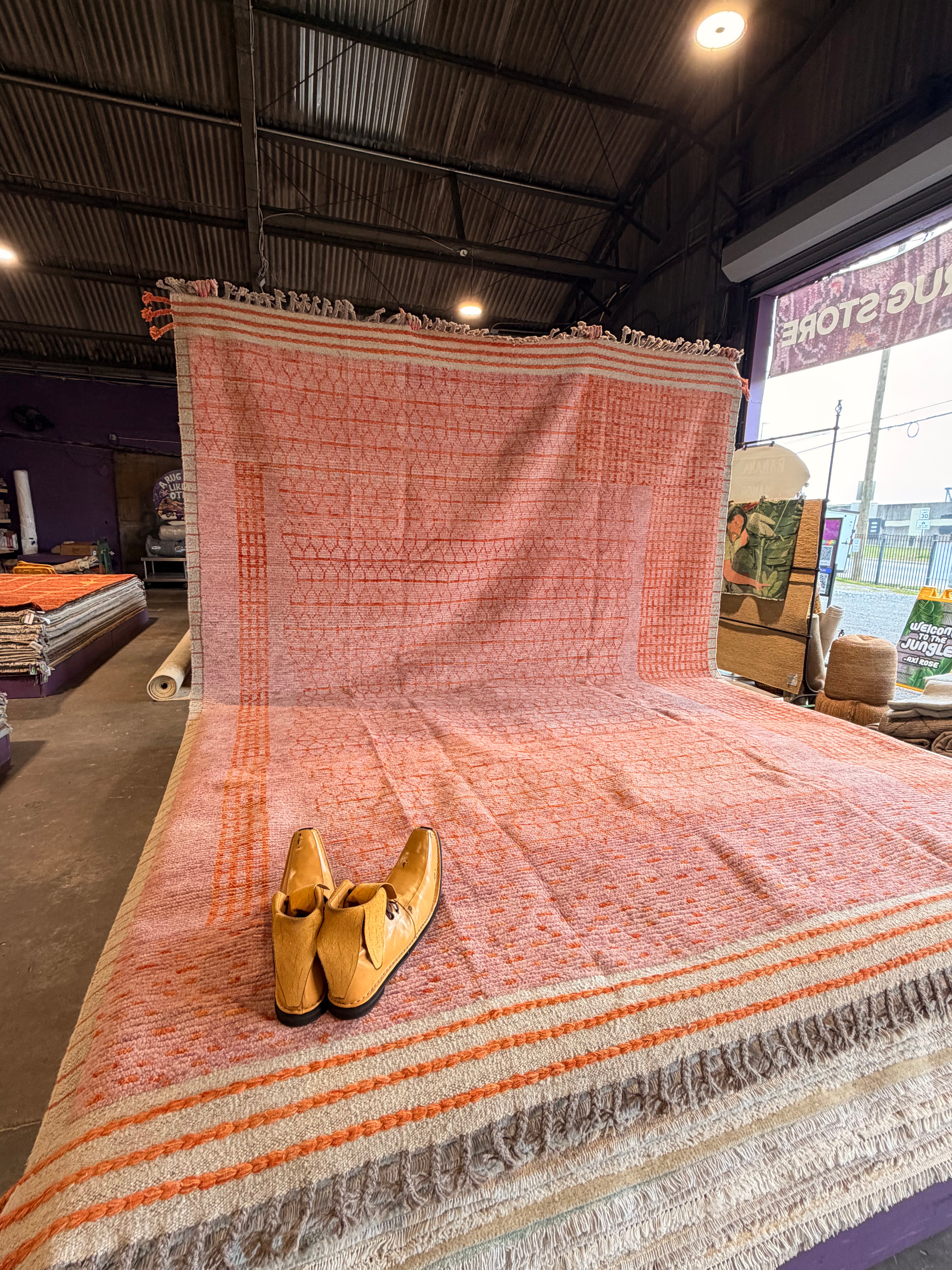 Amanda Batula 9x12.3 Pink and Orange Hand-Knotted Afghani Moroccan Style Rug