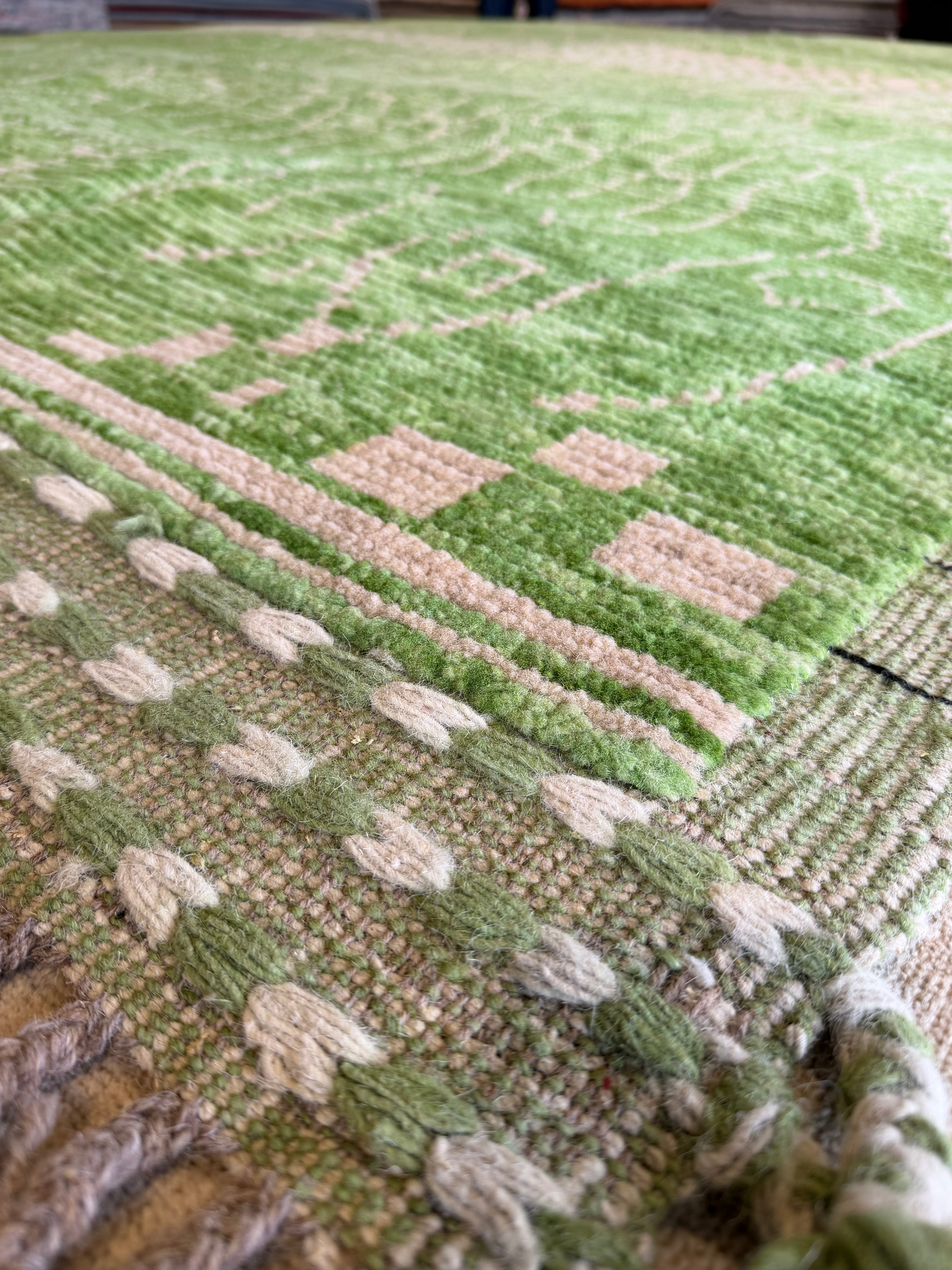 Jaclyn Shuman 8.2x10.2 Green Hand-Knotted Afghani Moroccan Style Rug