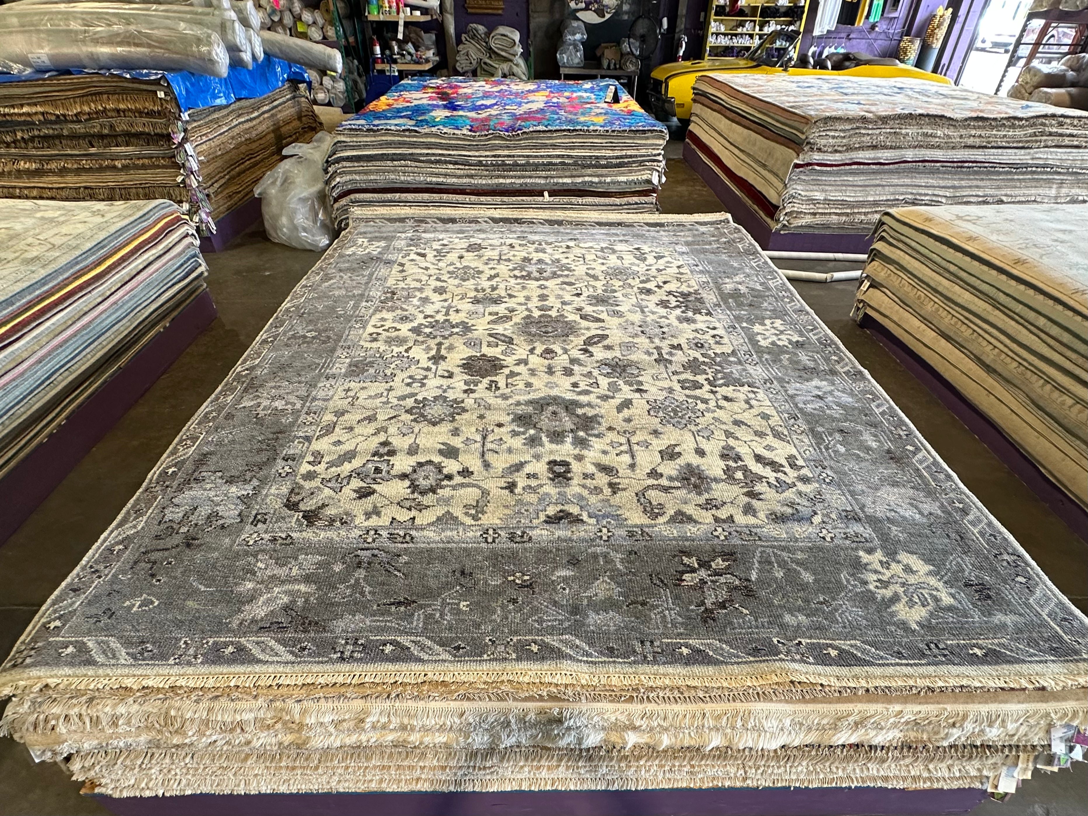 Danielle Guthrie 9x12 Dark Grey Hand-Knotted Oushak Rug