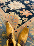 Faye 9x12 Dark Blue and Light Blue Hand-Knotted Oushak Rug
