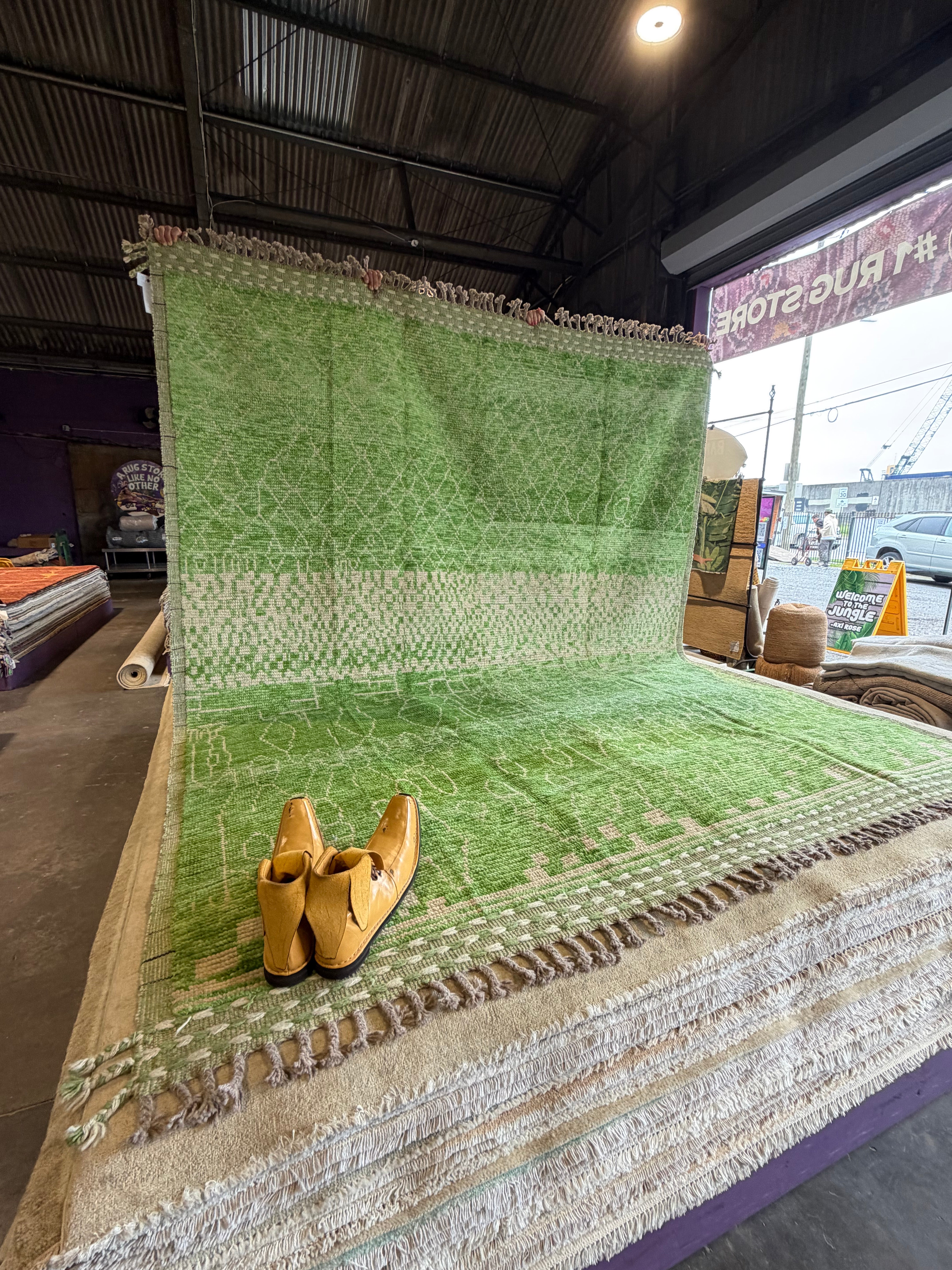 Jaclyn Shuman 8.2x10.2 Green Hand-Knotted Afghani Moroccan Style Rug