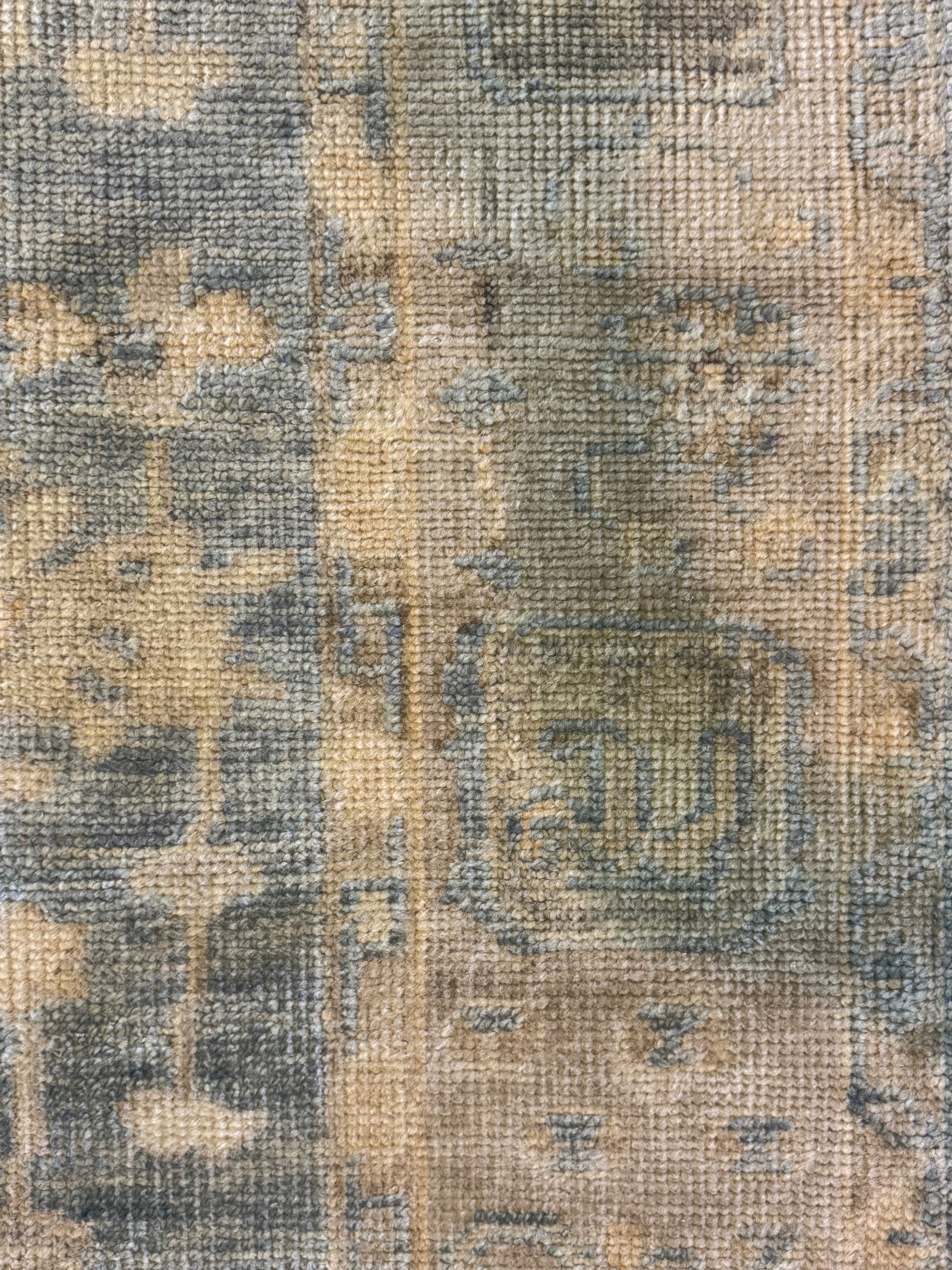 Cristina Cuomo 9x12 Aqua and Tan Hand-Knotted Oushak Rug