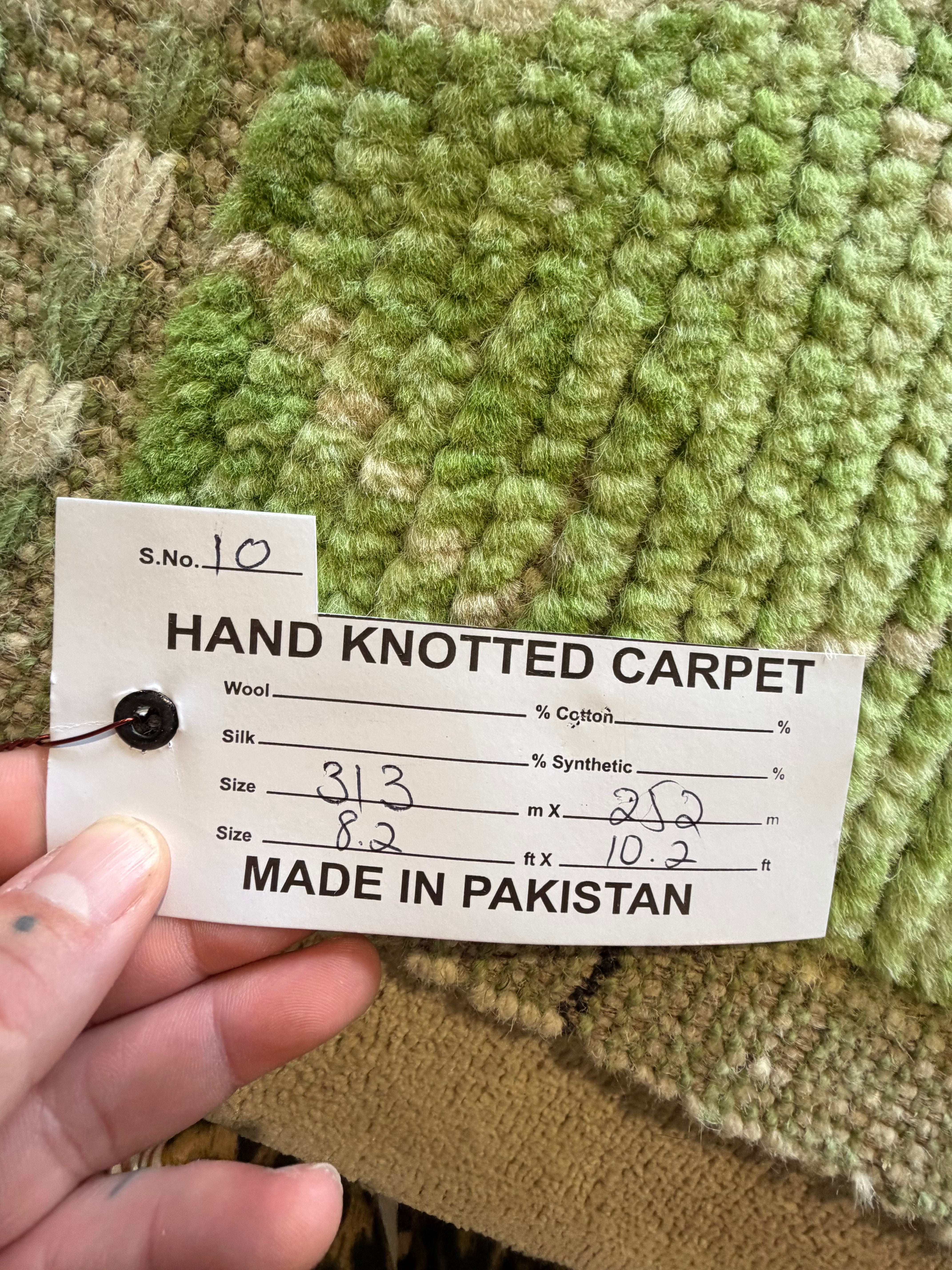 Jaclyn Shuman 8.2x10.2 Green Hand-Knotted Afghani Moroccan Style Rug