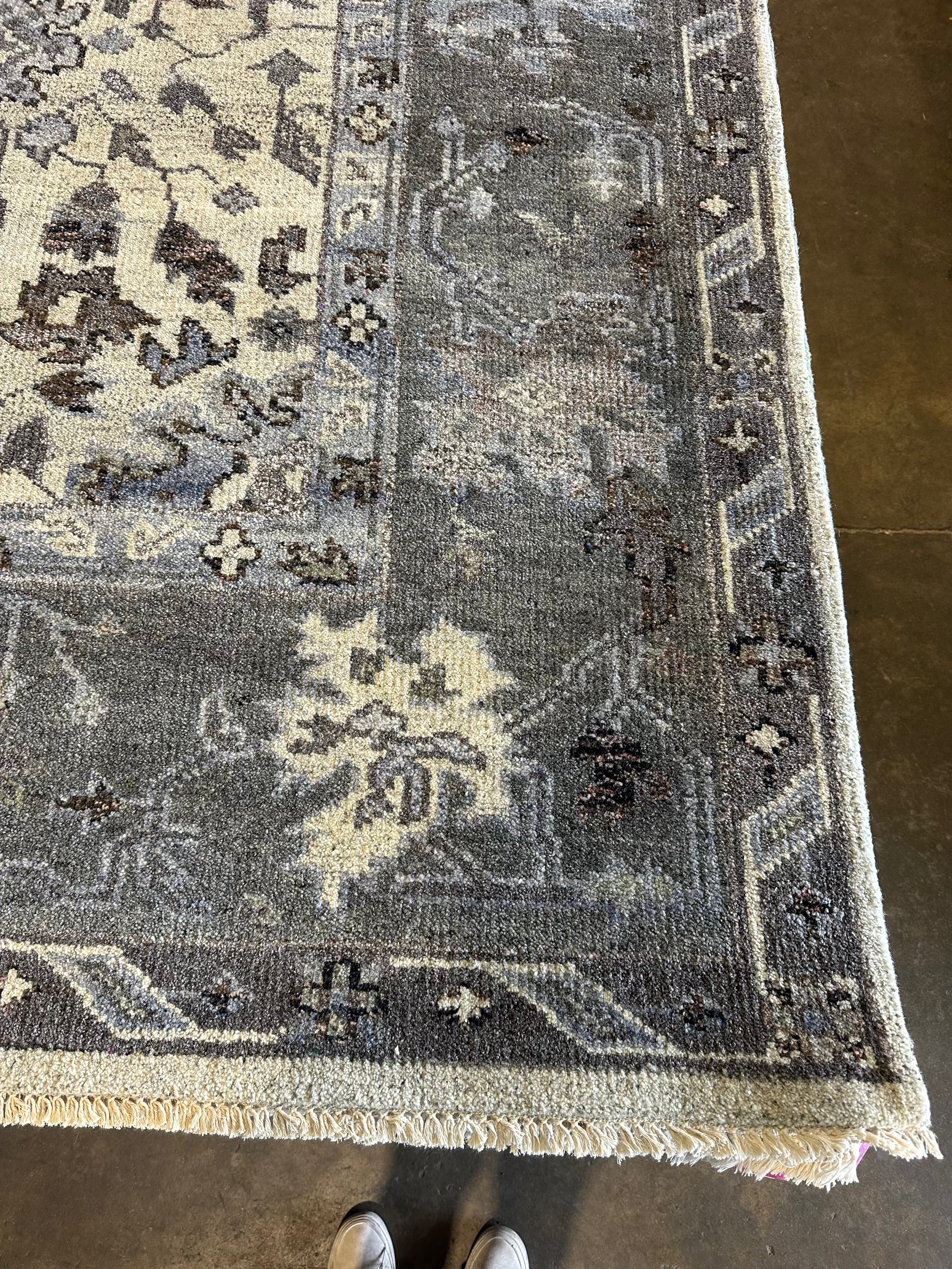 Danielle Guthrie 9x12 Dark Grey Hand-Knotted Oushak Rug