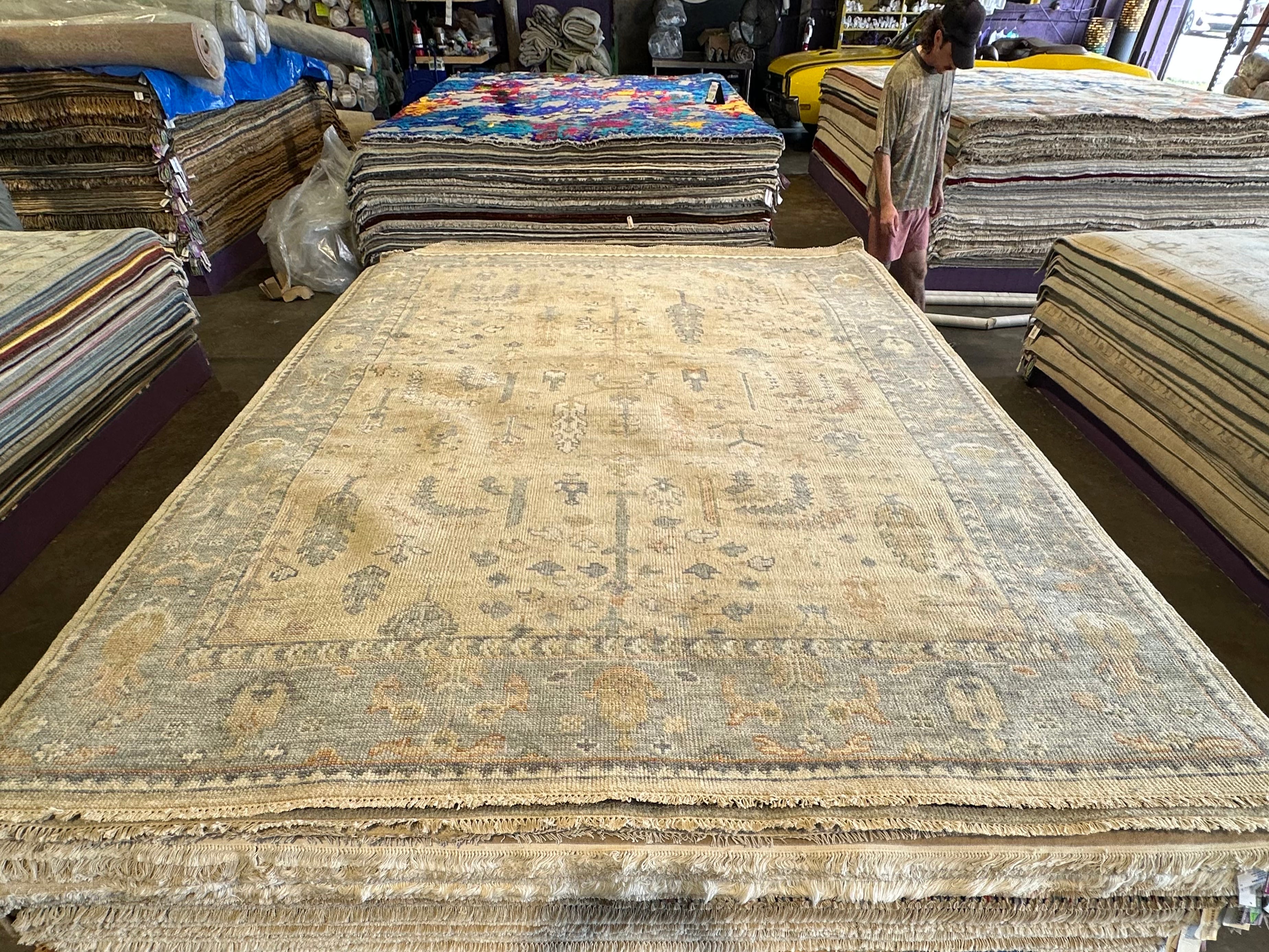 Lindsey Normington 9x12 Tan Hand-Knotted Oushak Rug