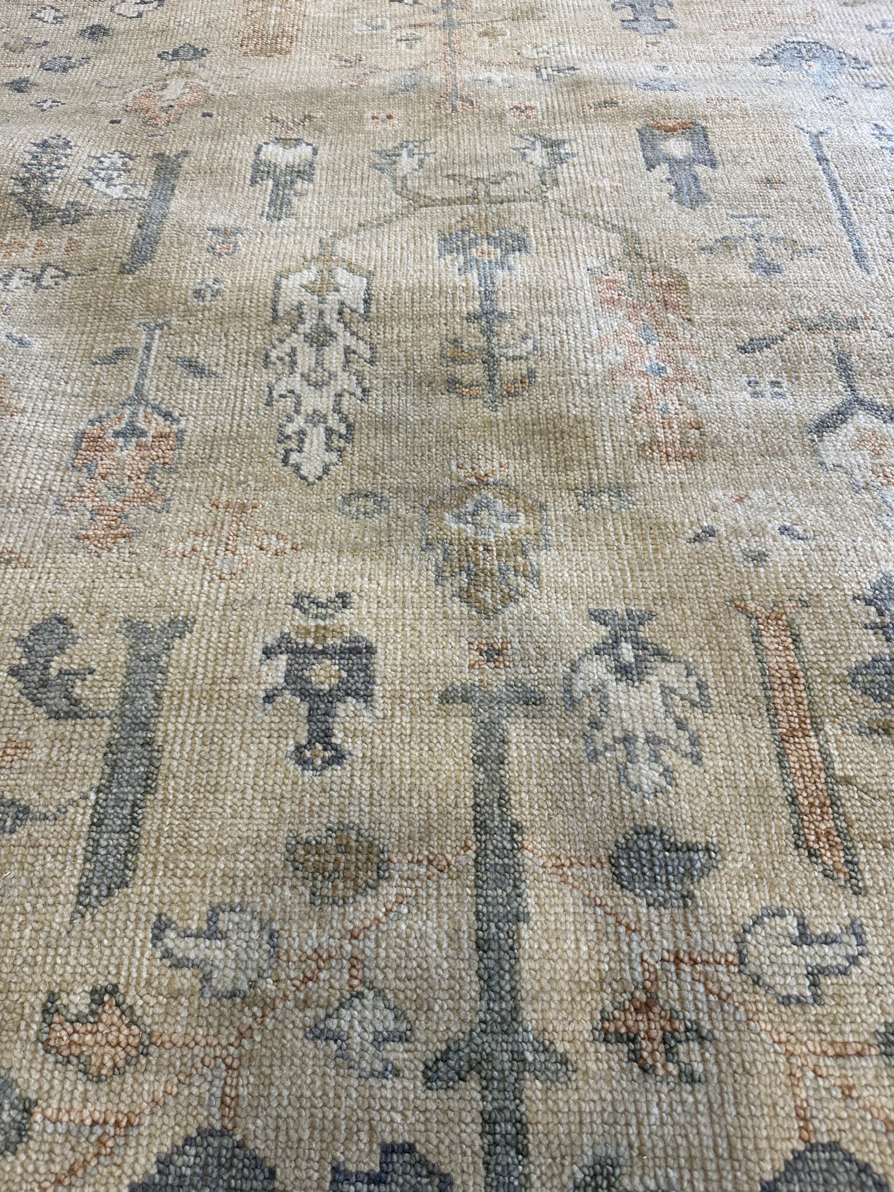 Lindsey Normington 9x12 Tan Hand-Knotted Oushak Rug