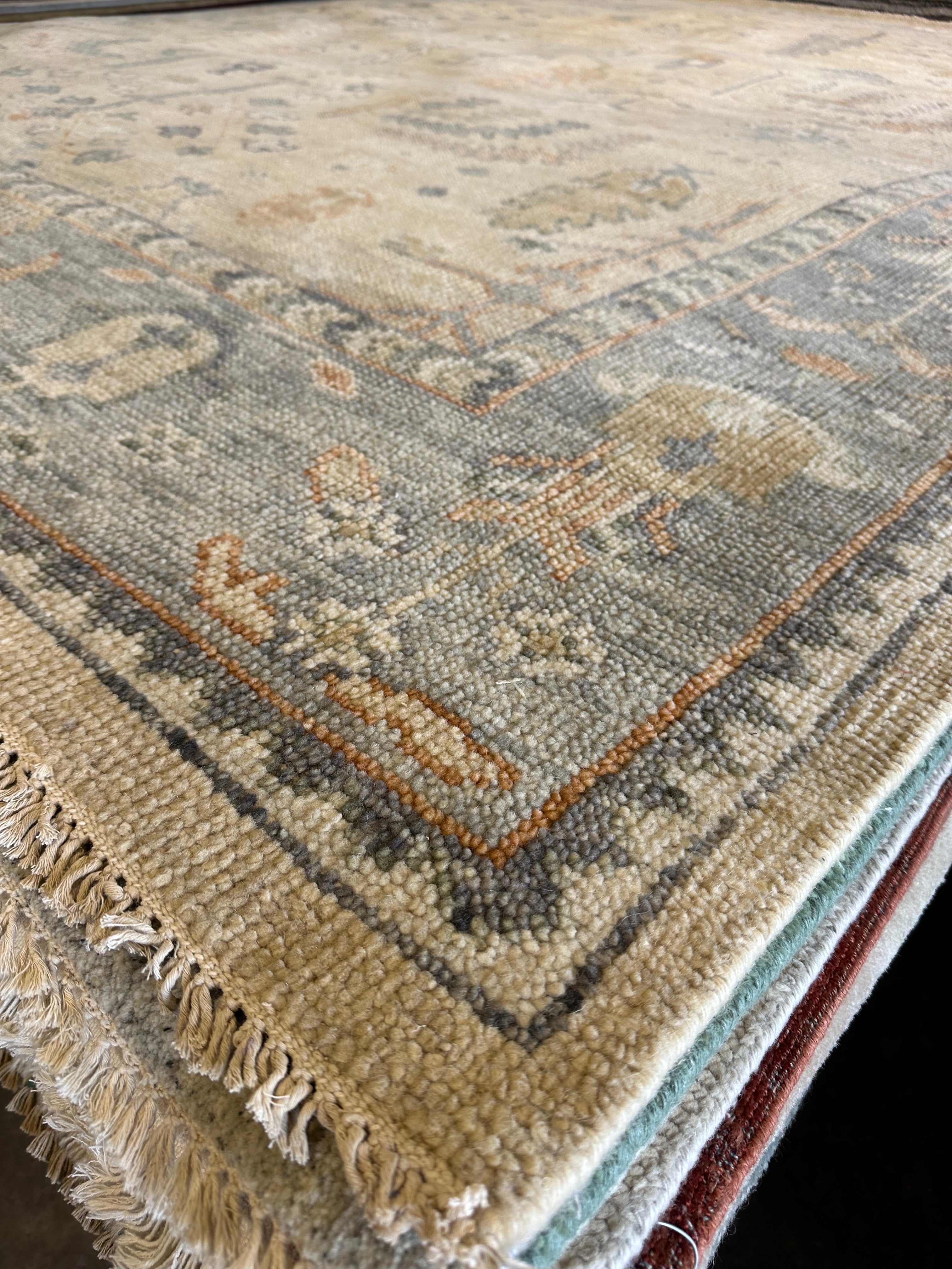 Lindsey Normington 9x12 Tan Hand-Knotted Oushak Rug