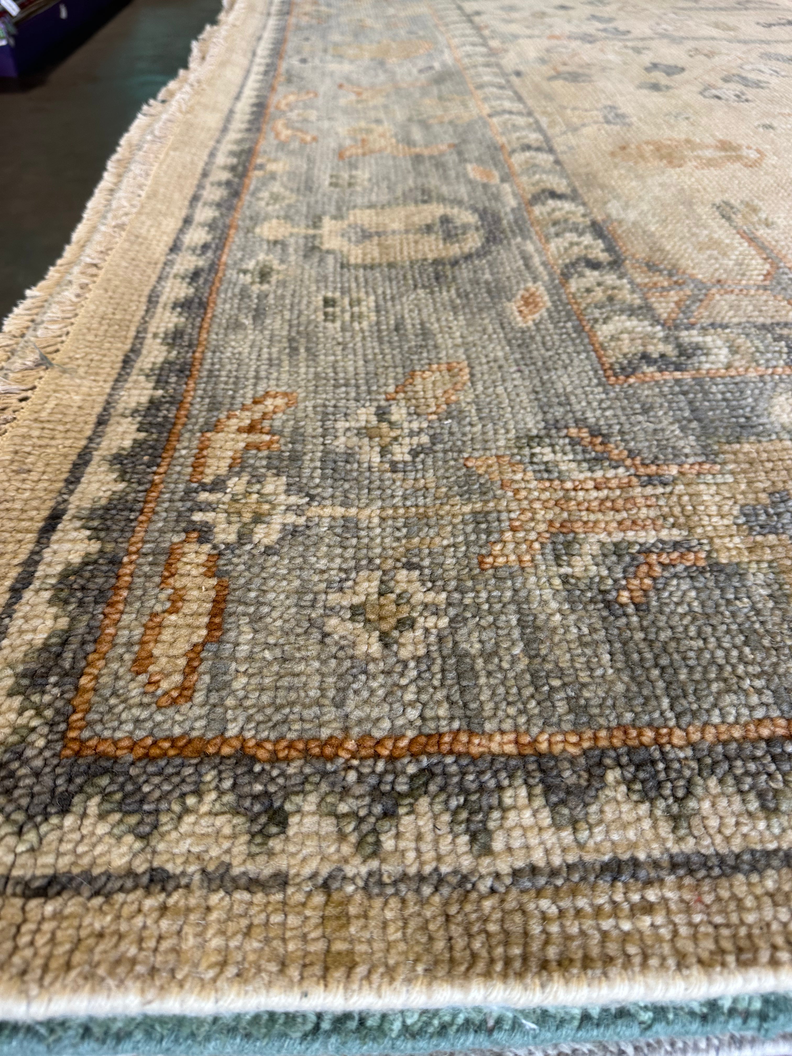 Lindsey Normington 9x12 Tan Hand-Knotted Oushak Rug