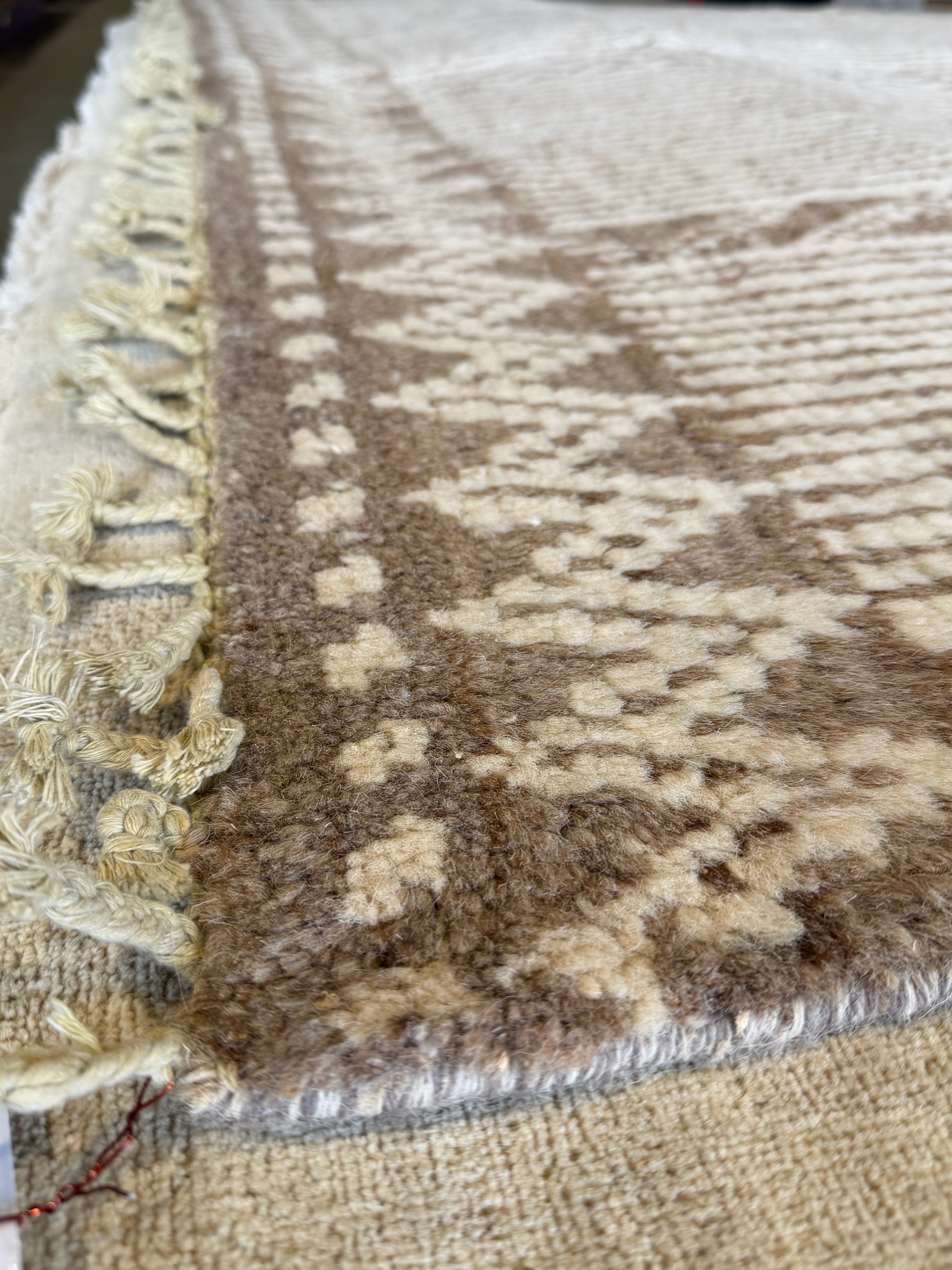 Cristina Gibson 6.5x10.3 Cream and Brown Hand-Knotted Afghani Moroccan Style Rug